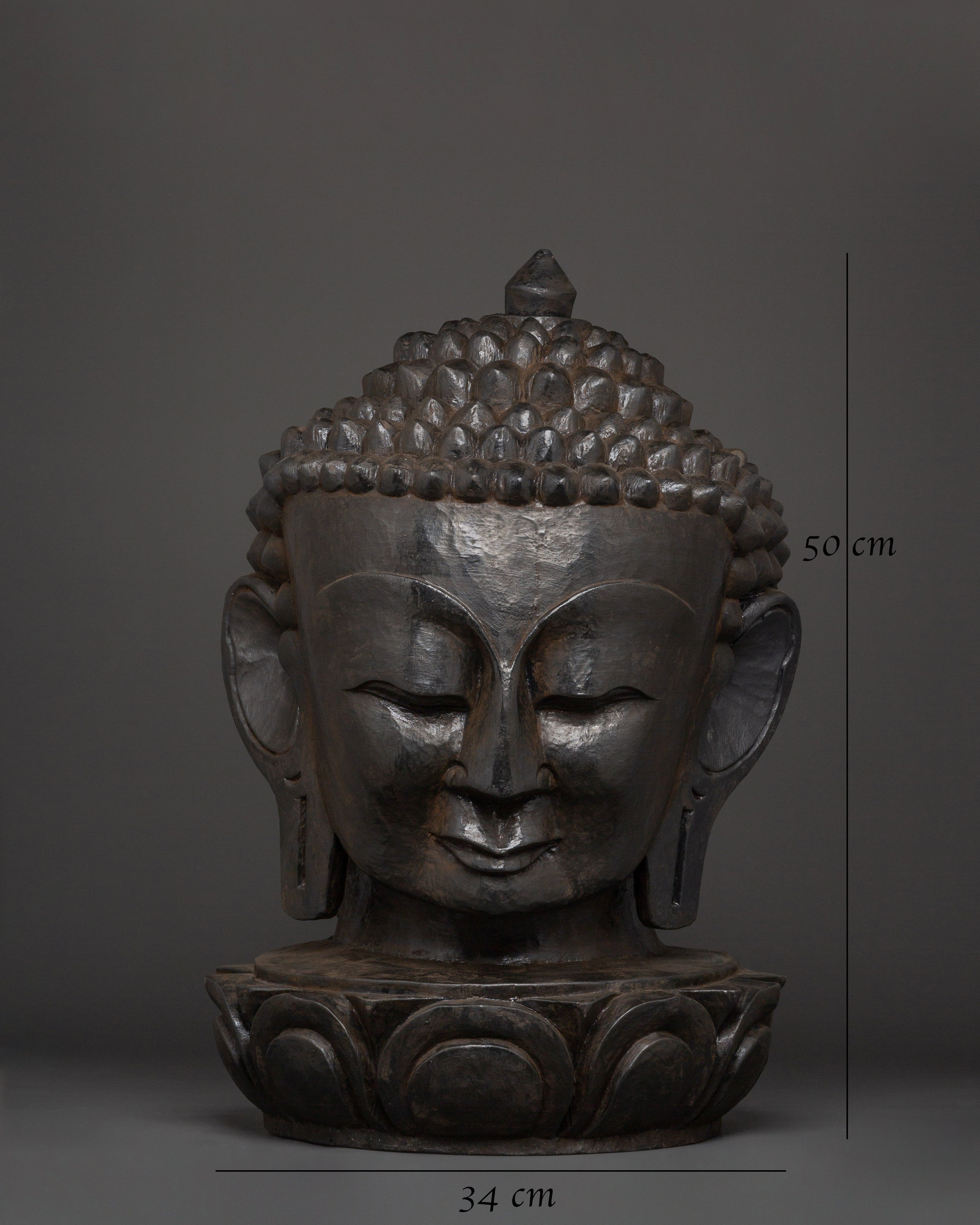 Buddhist Head Sculpture | Handcarved Wooden Buddha Decor