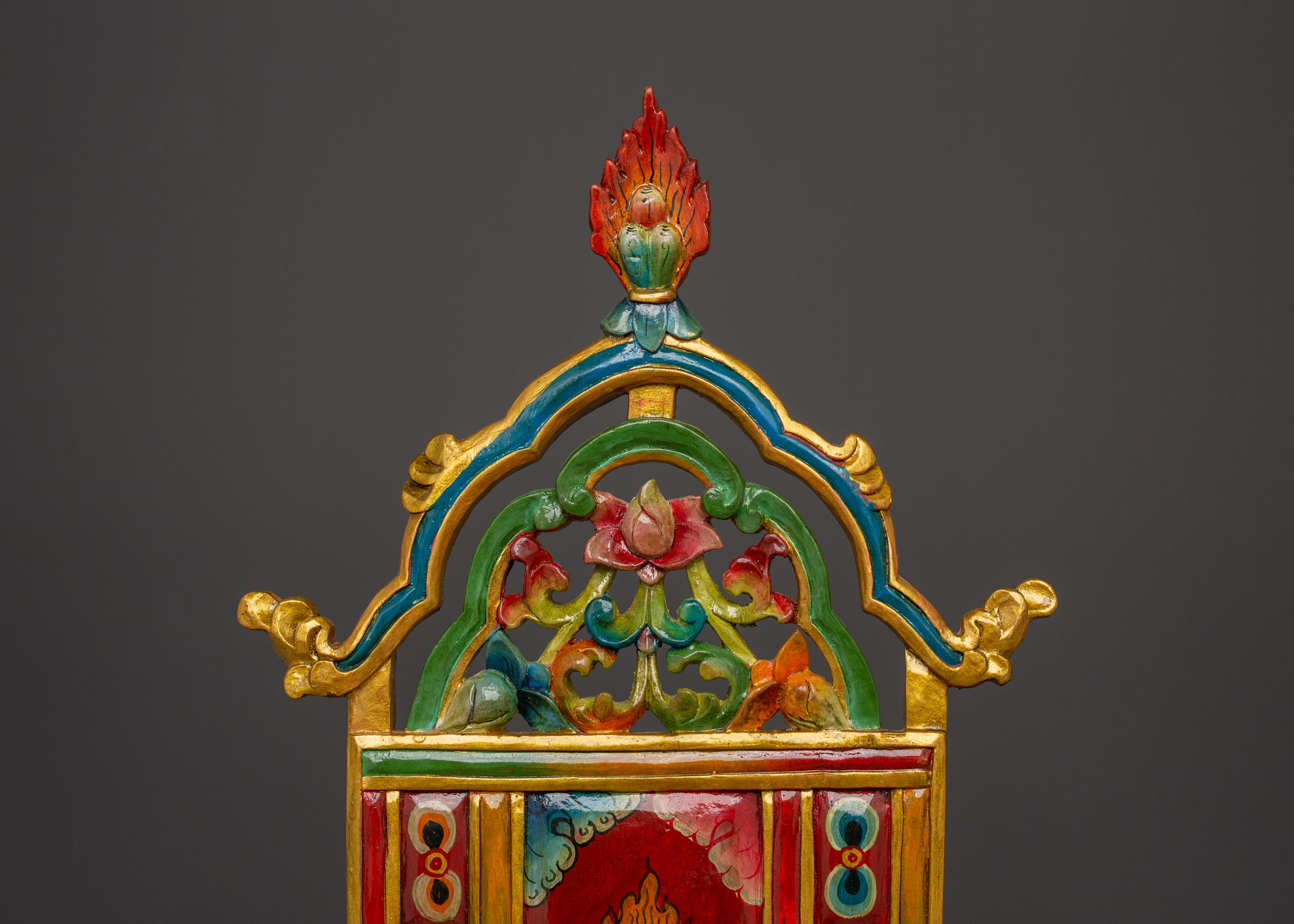 Tibetan Ritual Throne | Handcarved Deity Seat for Buddhist Altar