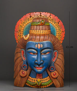 Wooden Mahadev Wall Hanging | Handcarved Lord Shiva Mask Decor