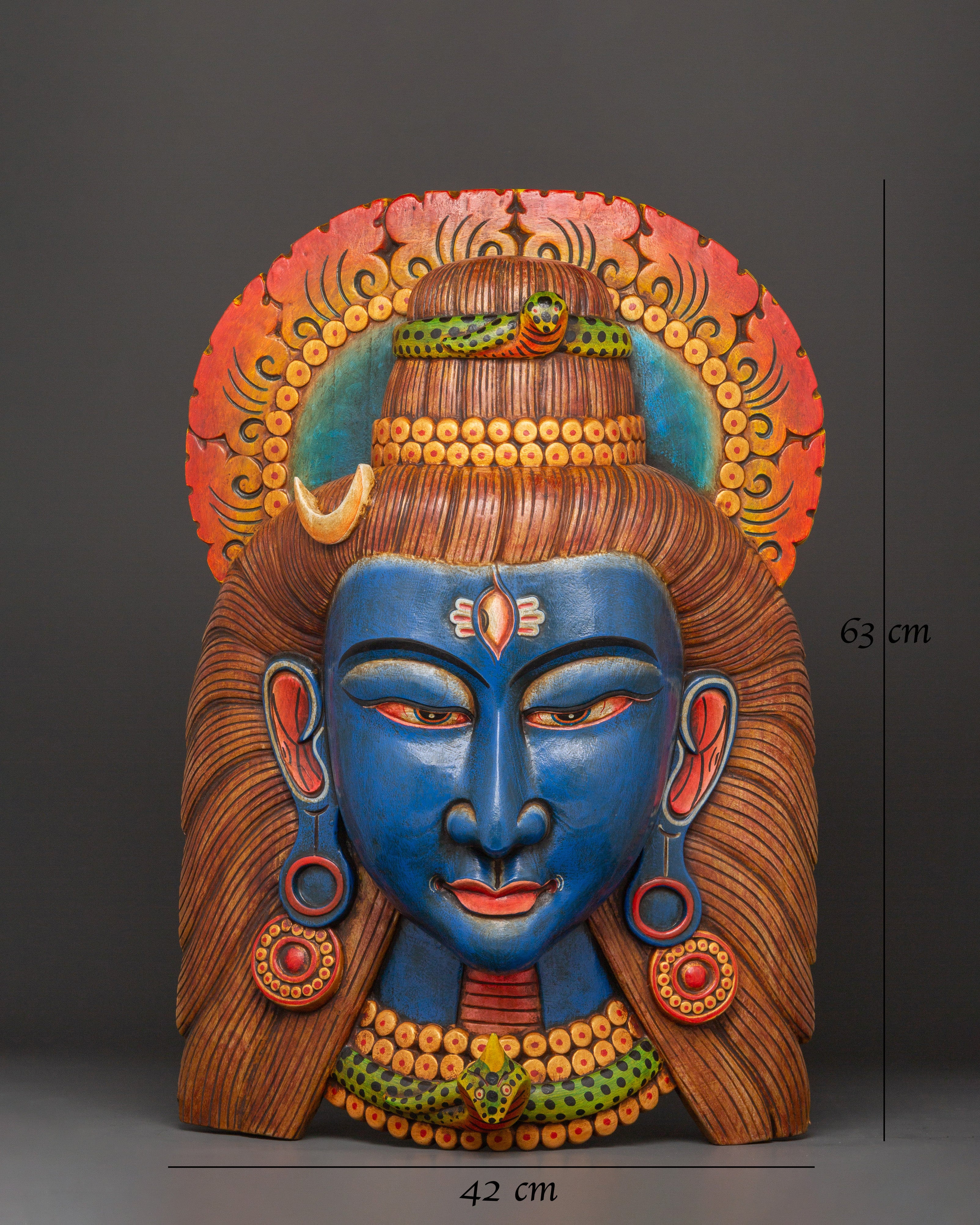 Wooden Mahadev Wall Hanging | Handcarved Lord Shiva Mask Decor