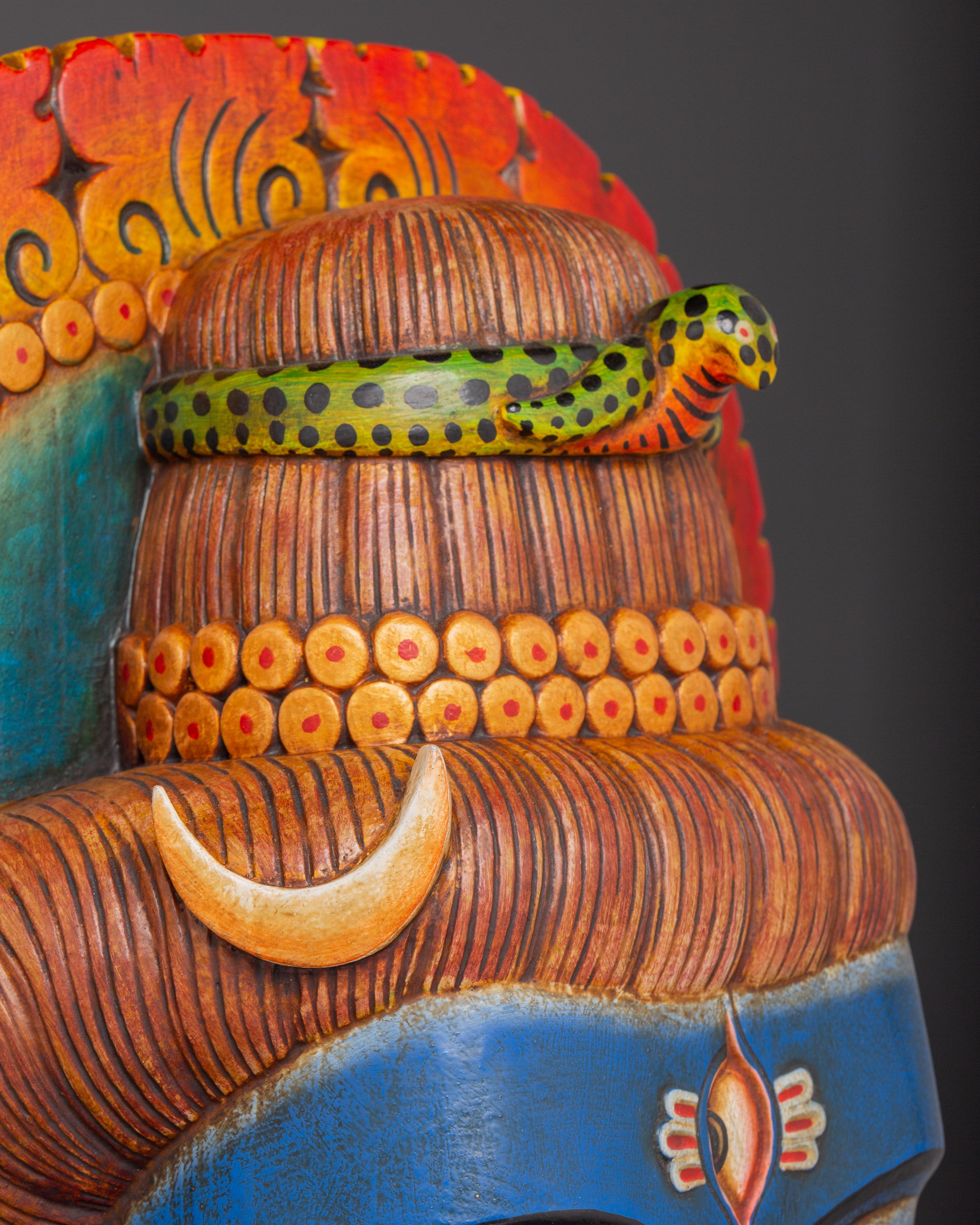 Wooden Mahadev Wall Hanging | Handcarved Lord Shiva Mask Decor