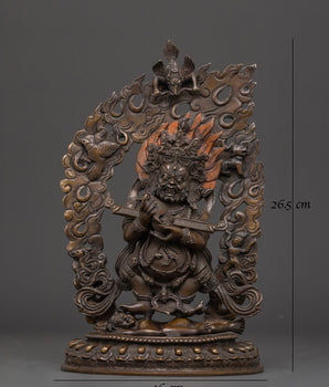 Oxidized Copper Shakya Mahakala Statue | Tibetan Protector Deity