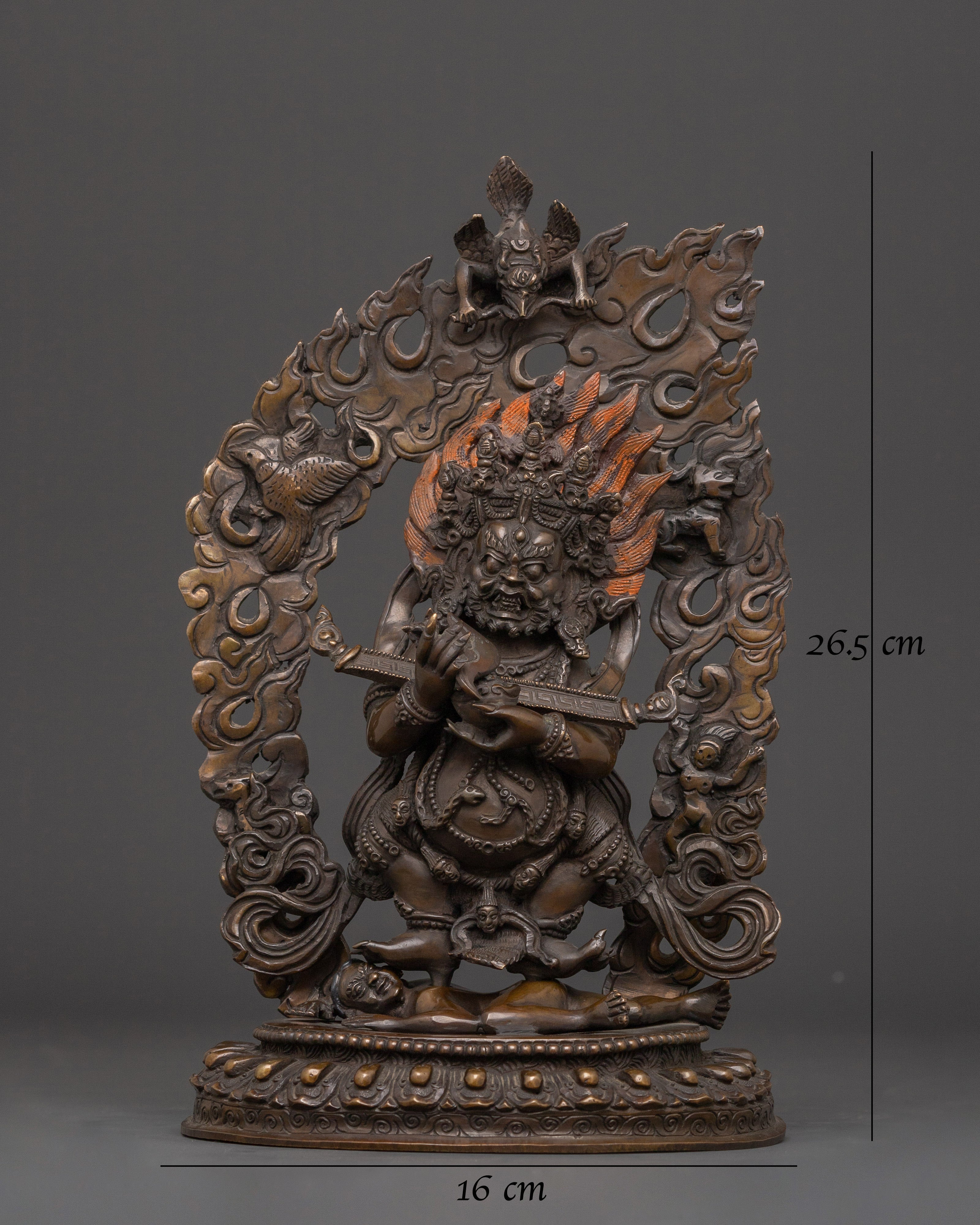 Oxidized Copper Shakya Mahakala Statue | Tibetan Protector Deity