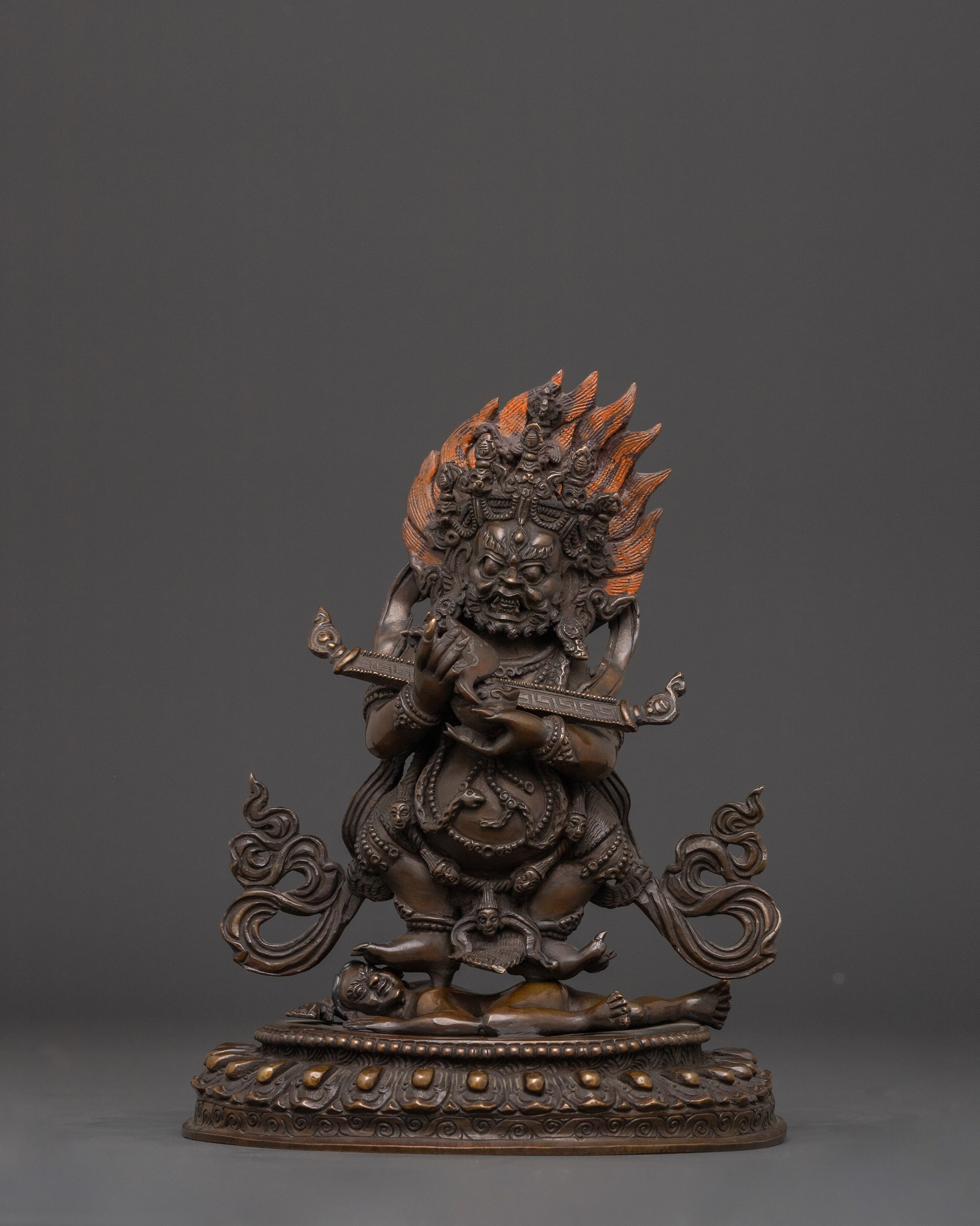 Oxidized Copper Shakya Mahakala Statue | Tibetan Protector Deity