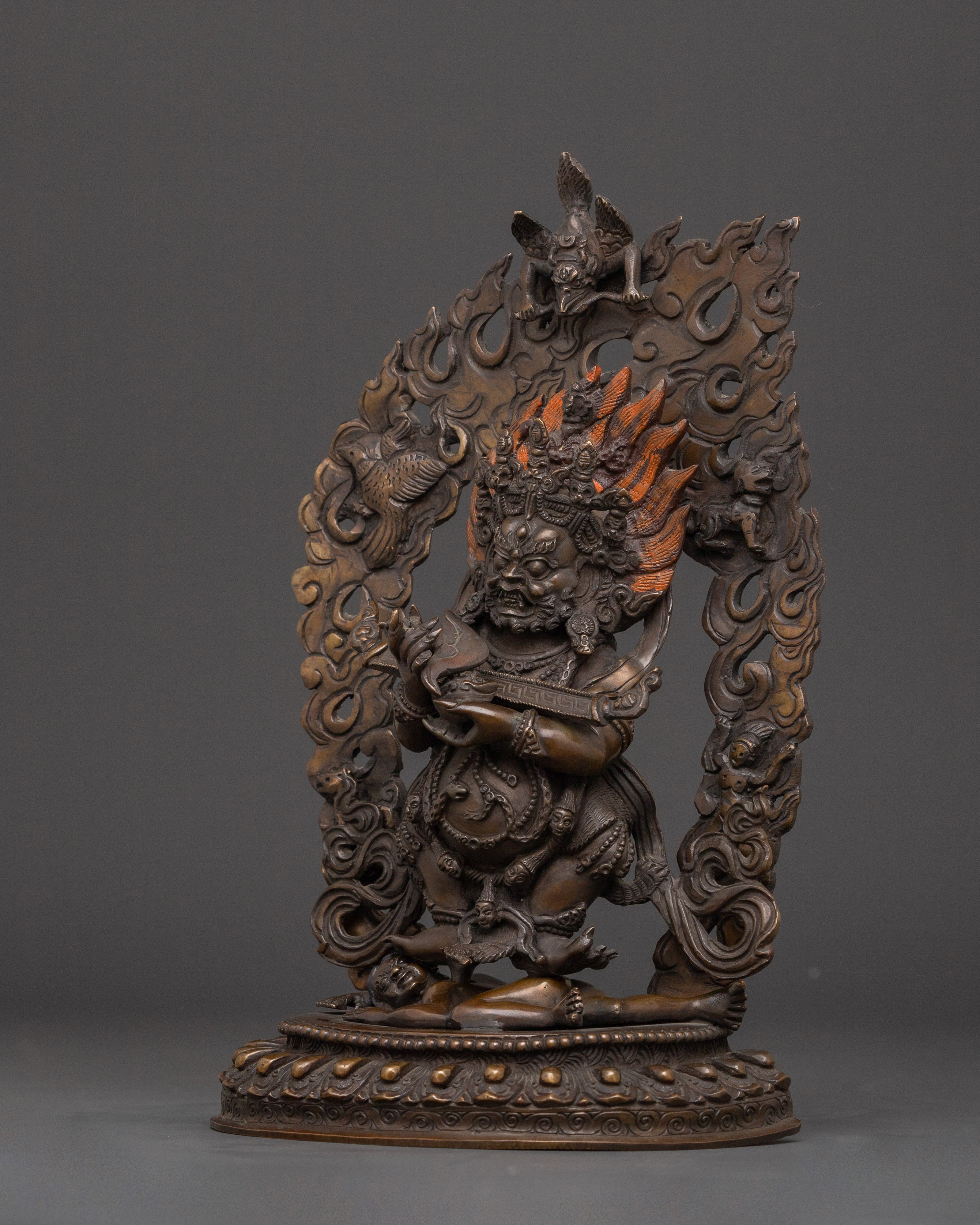 Oxidized Copper Shakya Mahakala Statue | Tibetan Protector Deity