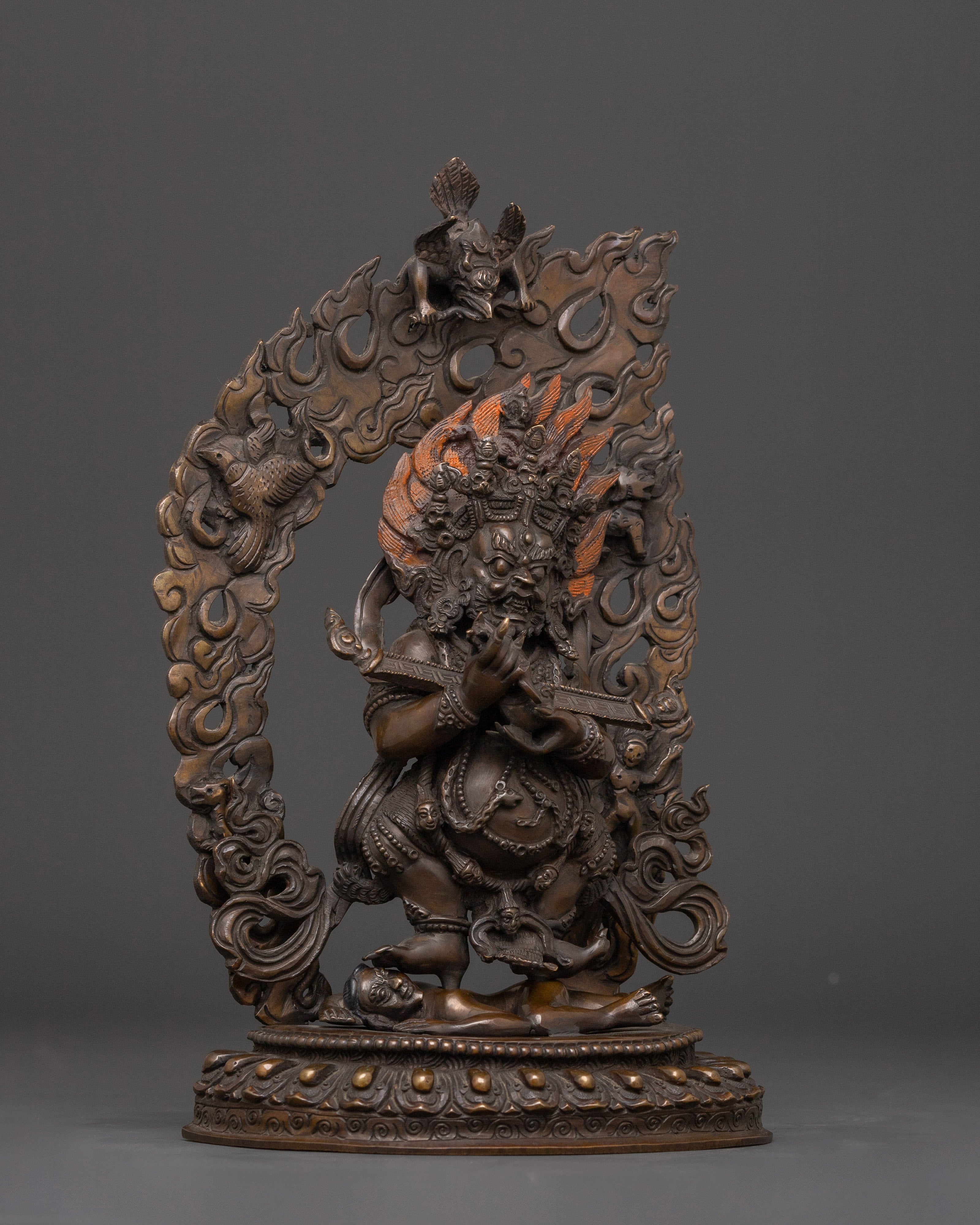 Oxidized Copper Shakya Mahakala Statue | Tibetan Protector Deity