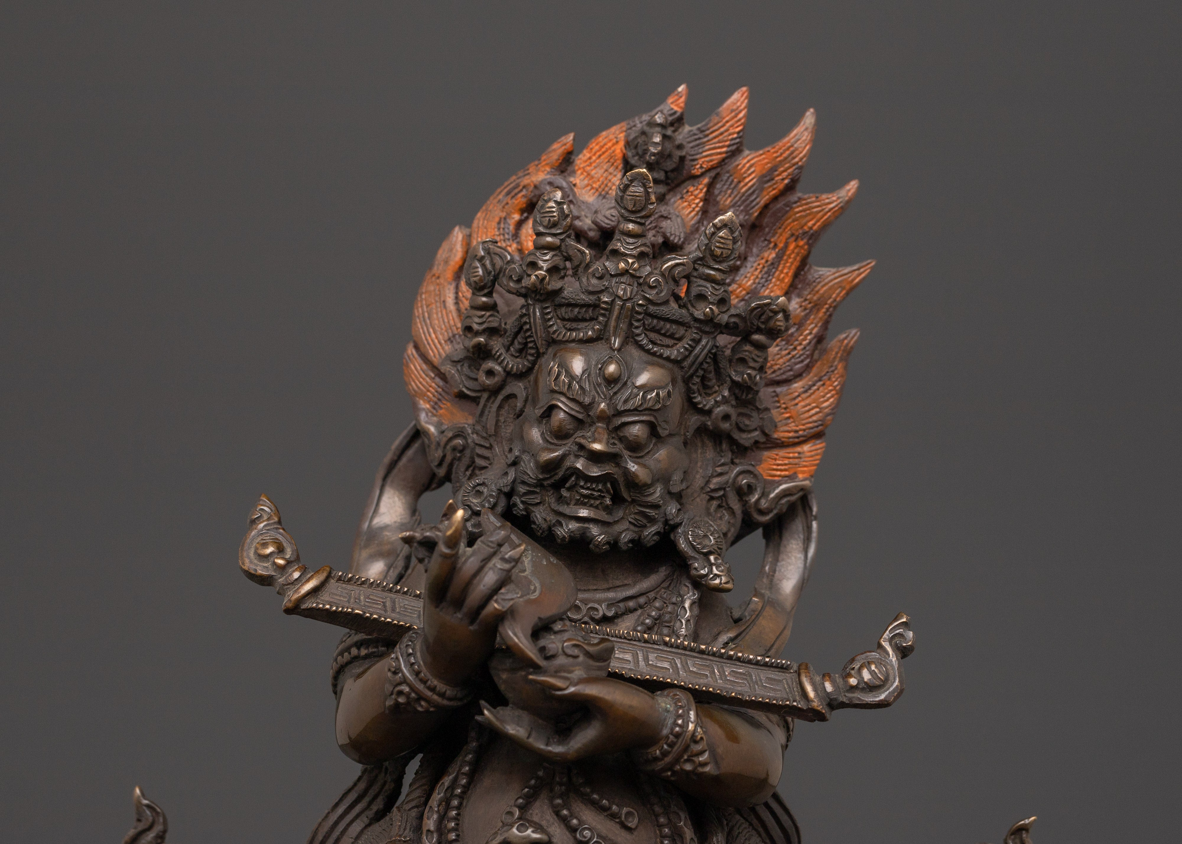 Oxidized Copper Shakya Mahakala Statue | Tibetan Protector Deity