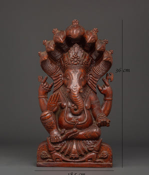 Handcrafted Wooden Ganesha Sculpture | Hindu Elephant Deity Figurine