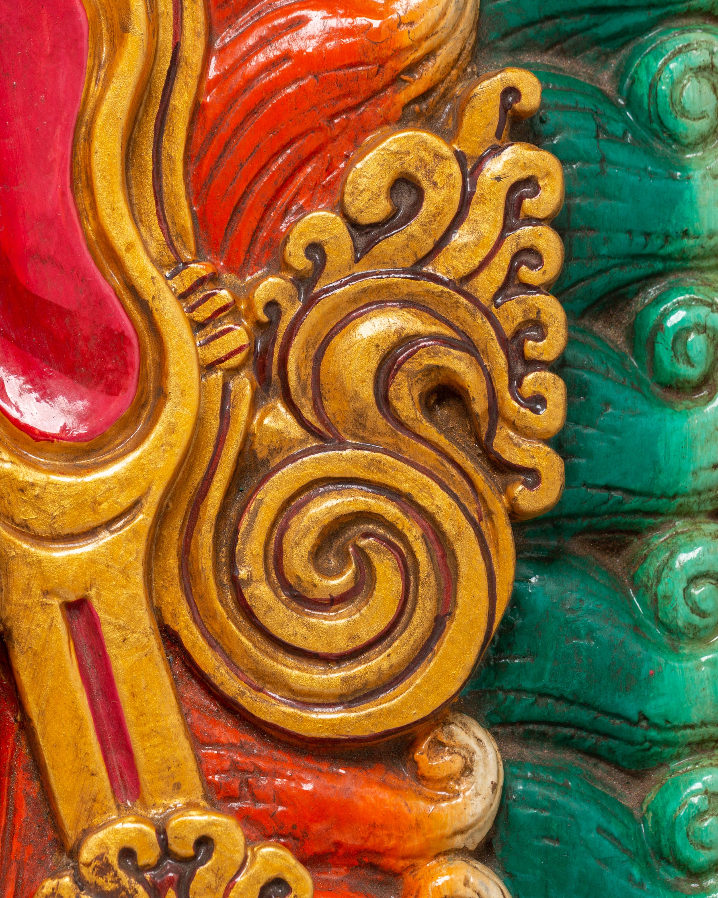 Vajrakilaya Wall Hanging Mask in Hand-Carved Wood | Wrathful Deity Decor