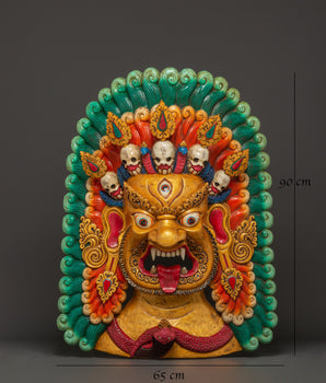 Vajrakilaya Wall Hanging Mask in Hand-Carved Wood | Wrathful Deity Decor