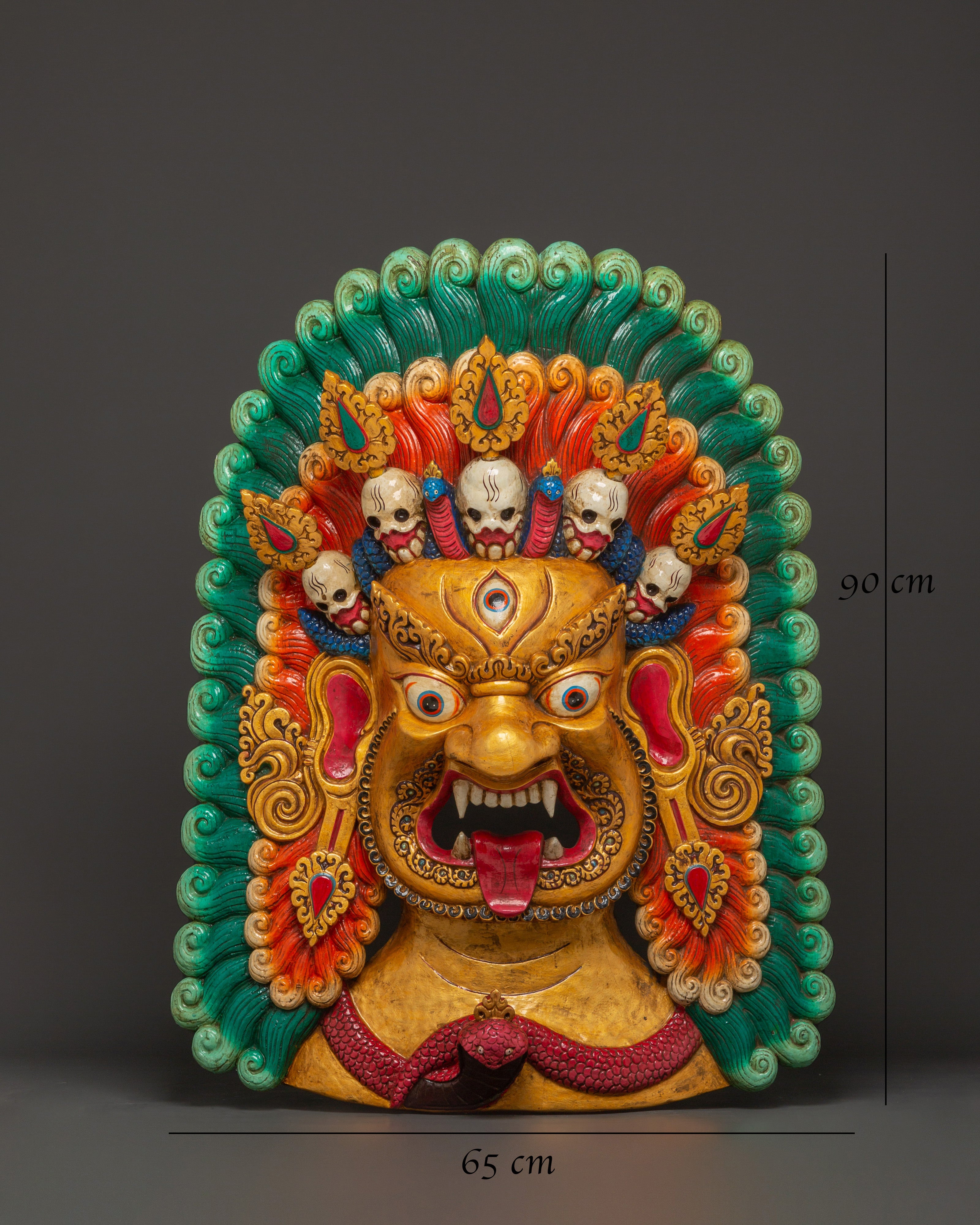 Vajrakilaya Wall Hanging Mask in Hand-Carved Wood | Wrathful Deity Decor