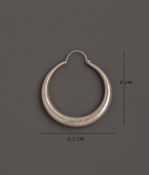 Tibetan Crescent Hoop Earrings | Silver Tribal Earrings