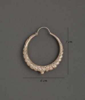 Handcrafted Tibetan Hoop Earrings Set | Traditional Silver Earrings