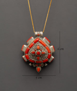 Handcrafted Tibetan Ghau Amulet Locket | Ethnic Silver Necklace