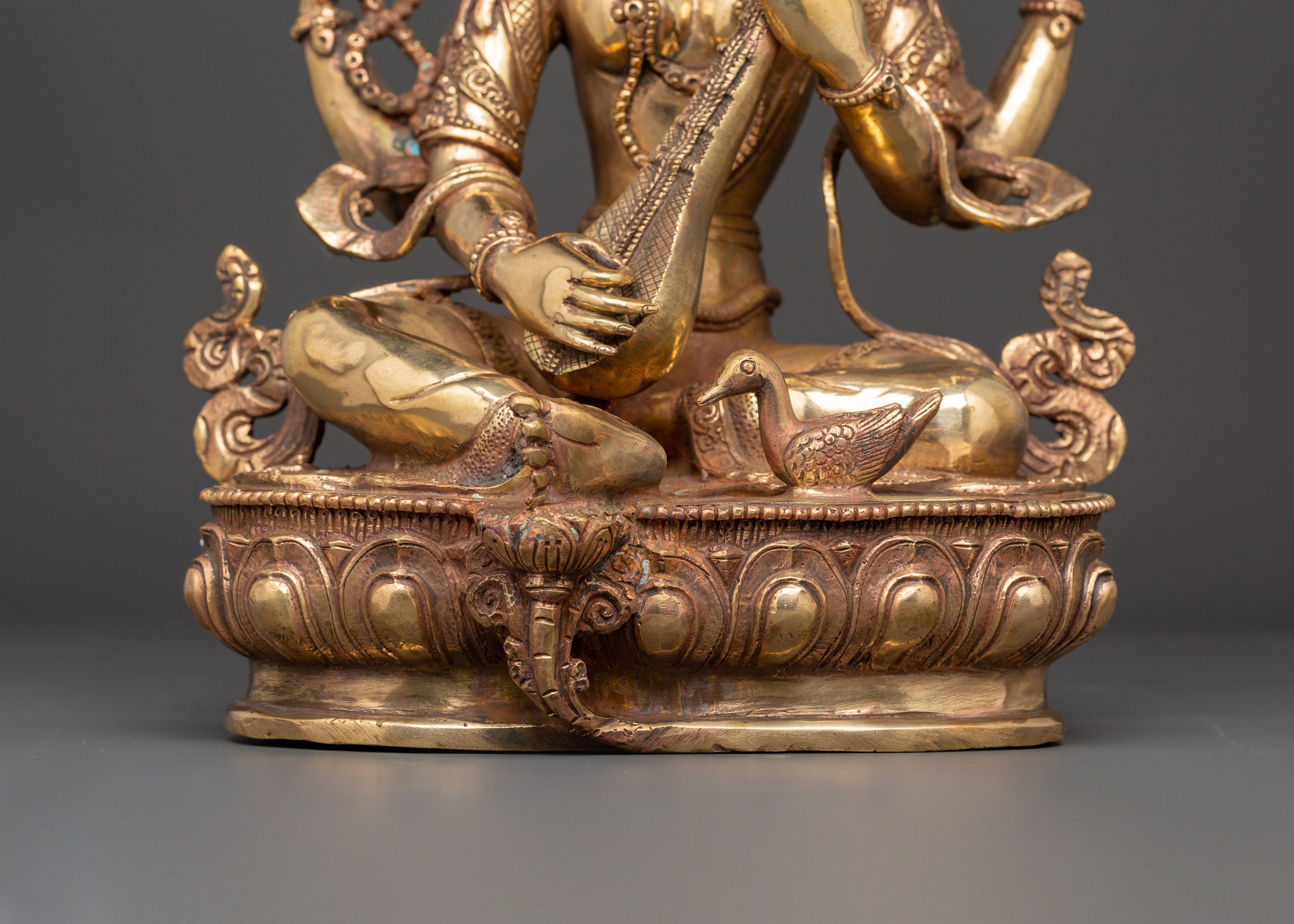 Saraswati Goddess Statue in Copper | Wisdom Deity Sculpture