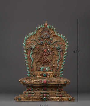 Vajrayogini Engraved Tibetan Throne | Handcrafted Buddhist Shrine Base