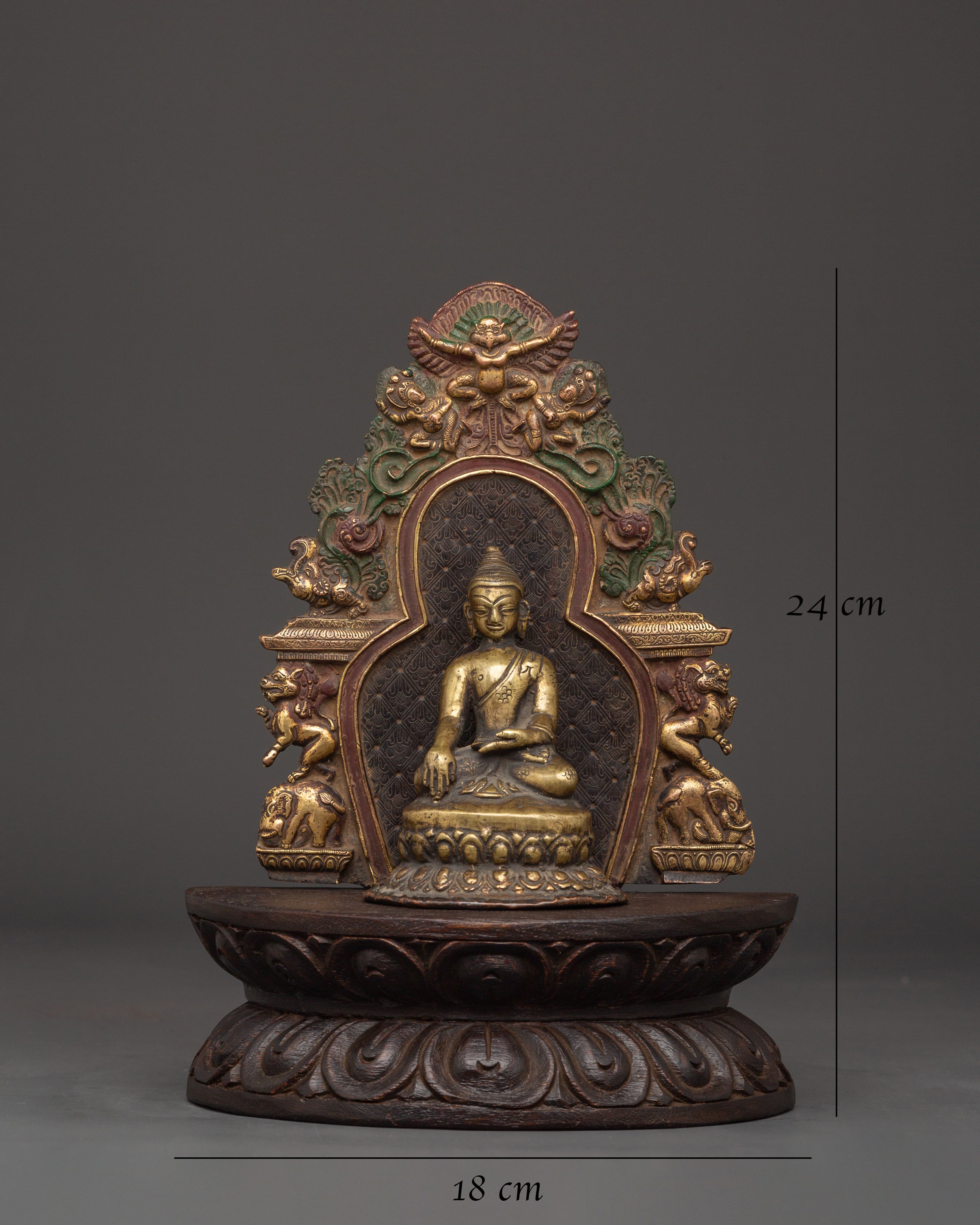 Shakyamuni Buddha Statue with Throne | Sacred Buddhist Altar Decor for Enlightenment