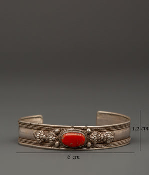 Spiritual Bracelet with Red Turquoise | Himalayan jewelry perfect for meditation