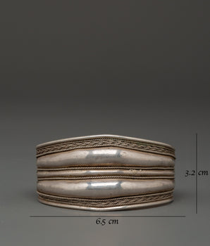 Sterling Silver Tibetan Cuff Bracelet | Handmade Himalayan Jewelry
