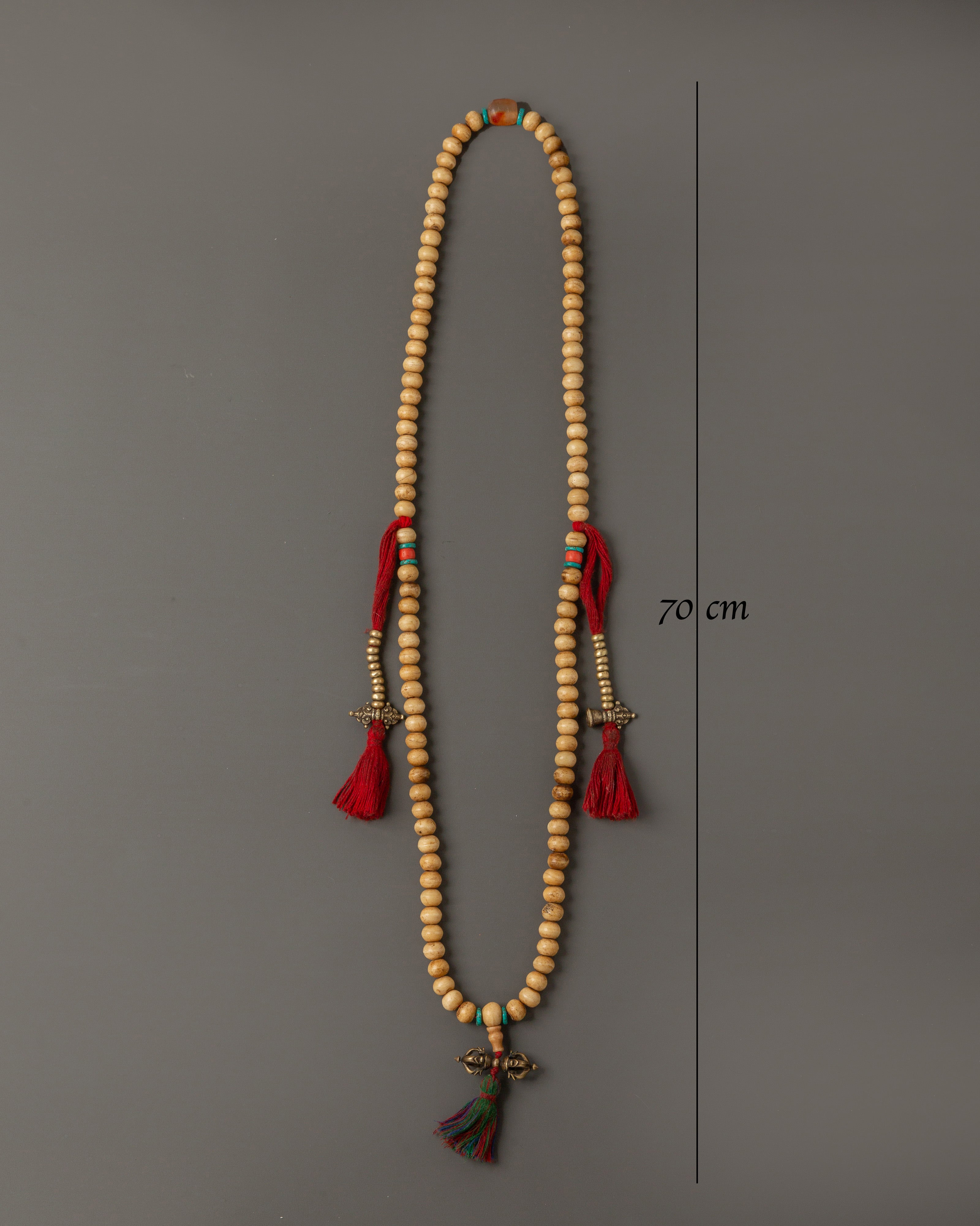 Tibetan Mala Beads with Bronze Vajra | 108 Bead Prayer Necklace