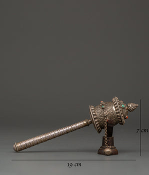 Tibetan Prayer Wheel 92.5% Silver | Handcrafted Spinning Mani Wheel