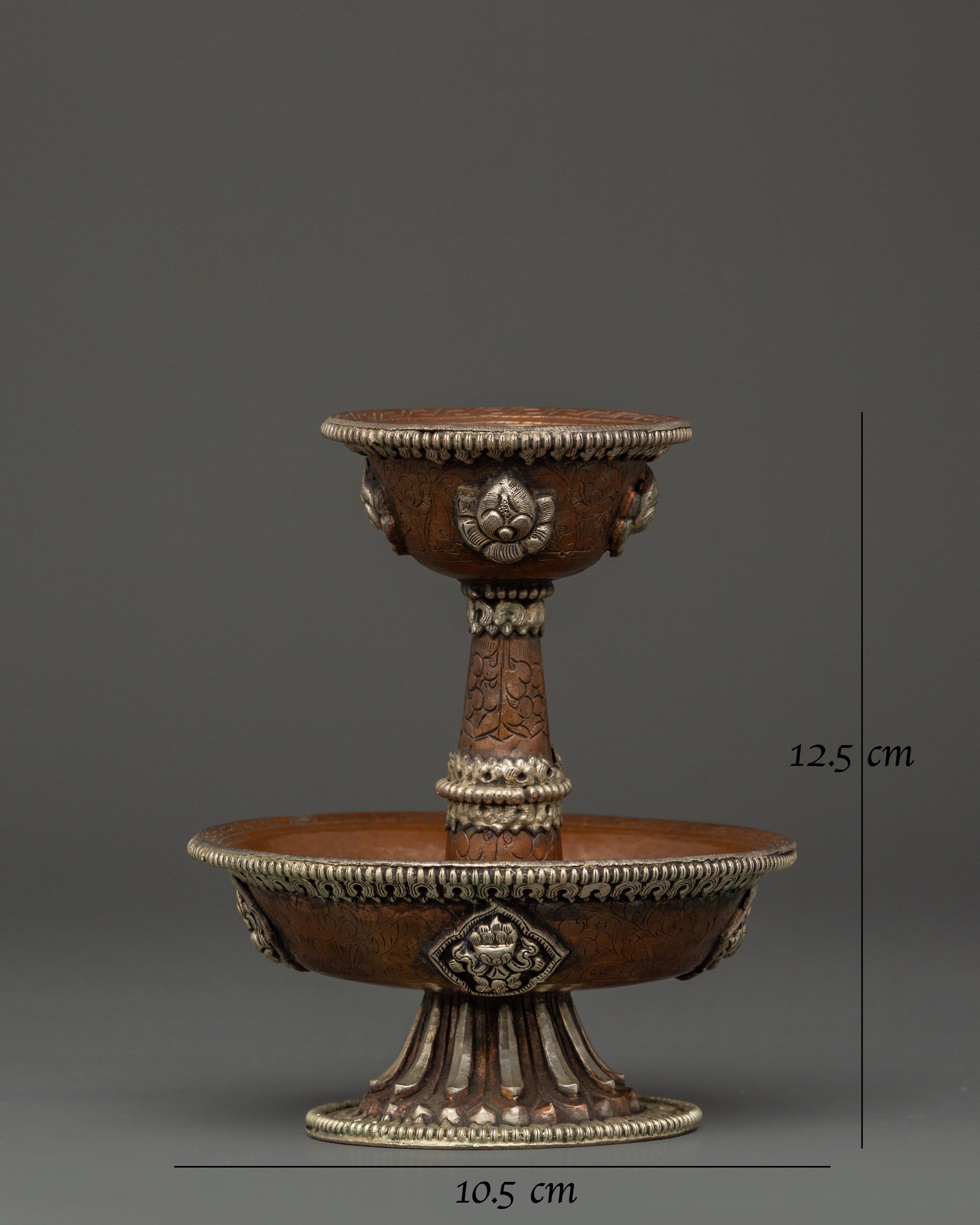 Tibetan Silver Plated Serkyem Set | Handcrafted Buddhist Offering Bowl