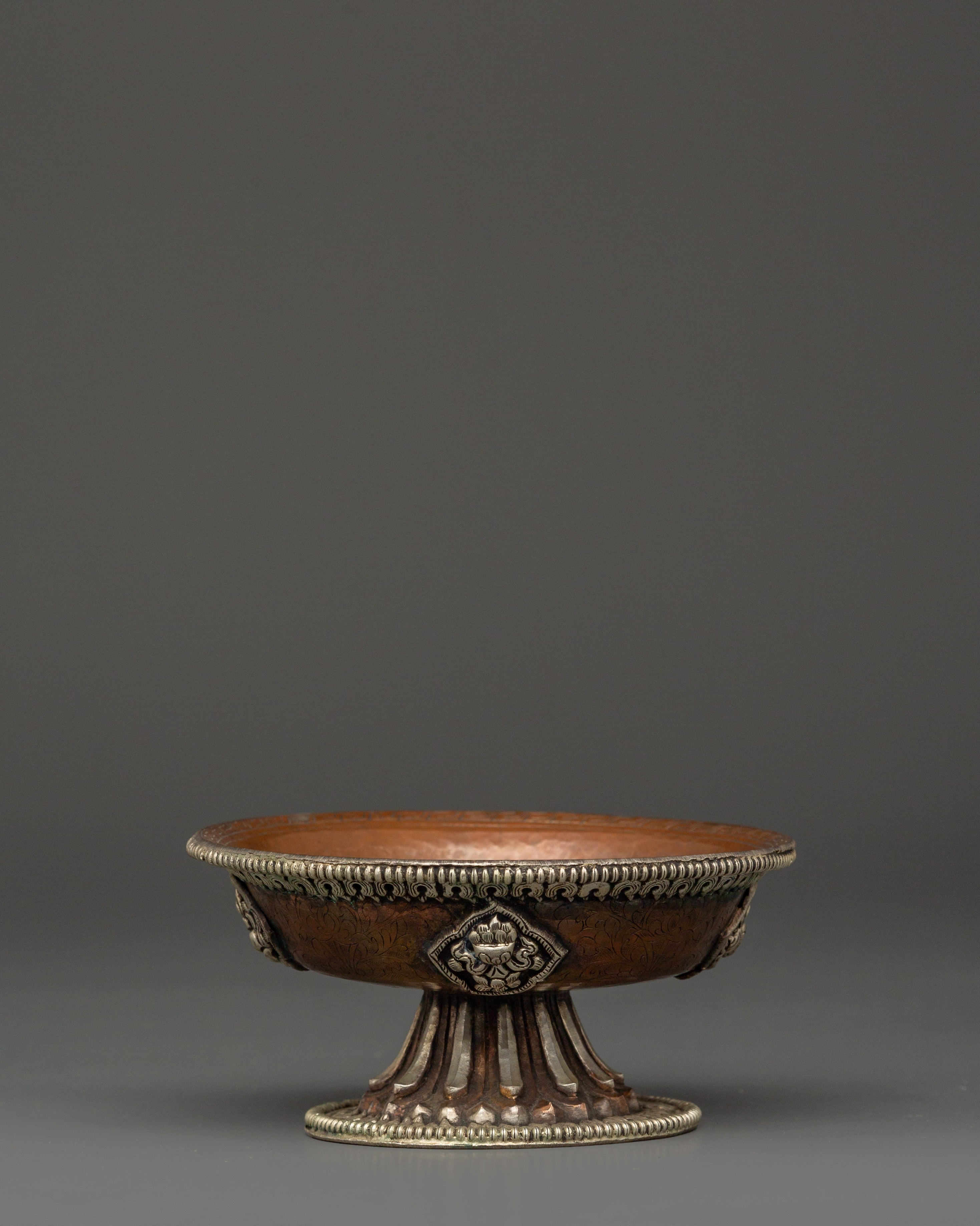 Tibetan Silver Plated Serkyem Set | Handcrafted Buddhist Offering Bowl
