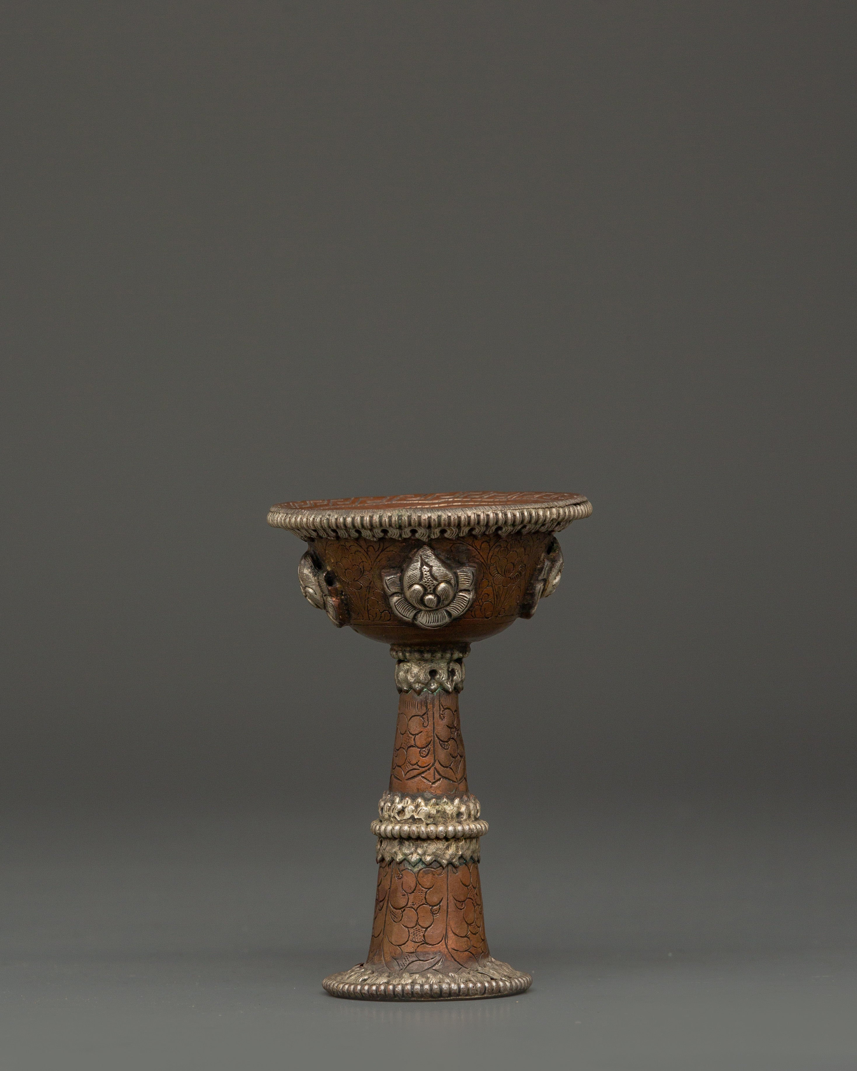 Tibetan Silver Plated Serkyem Set | Handcrafted Buddhist Offering Bowl