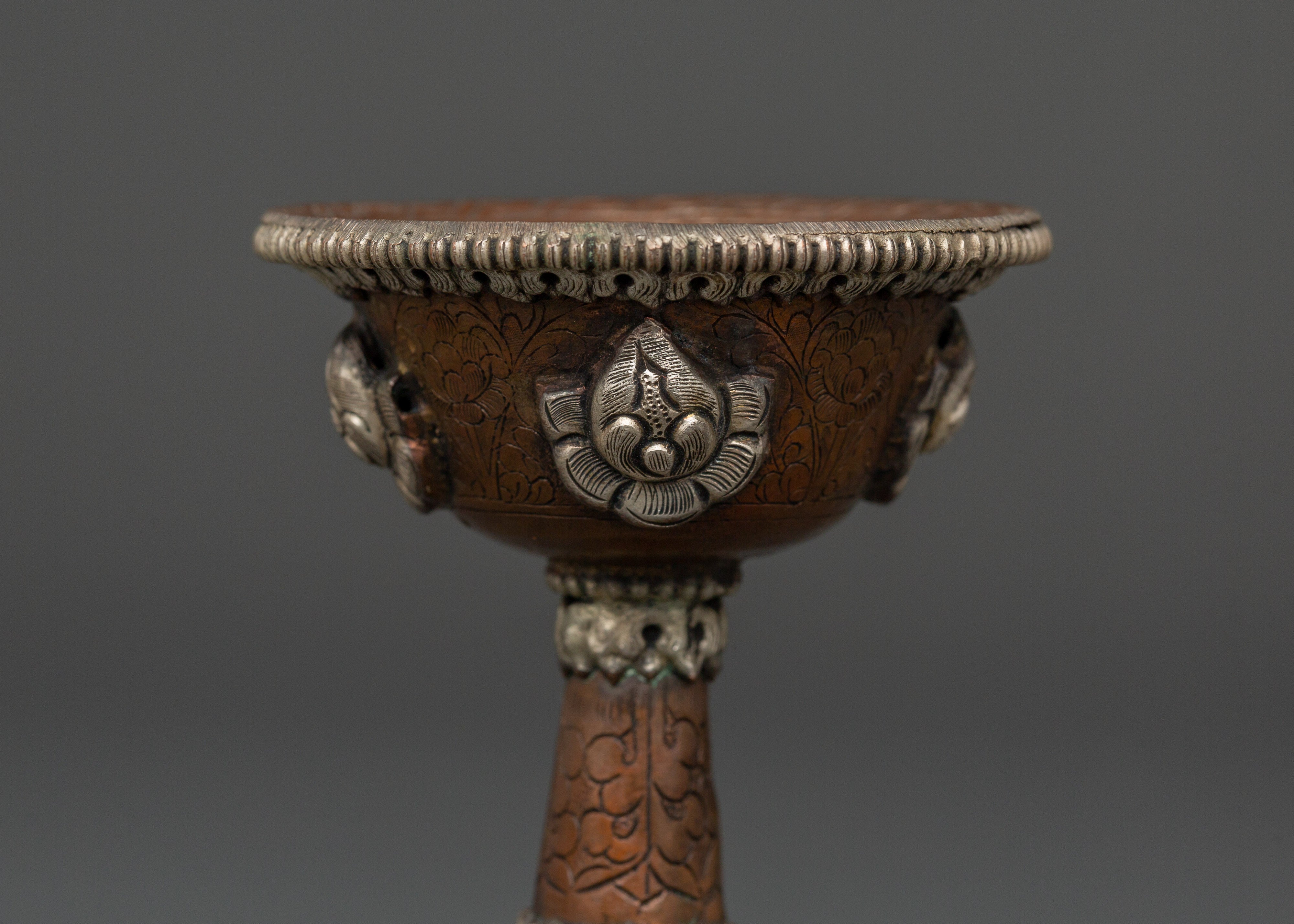 Tibetan Silver Plated Serkyem Set | Handcrafted Buddhist Offering Bowl