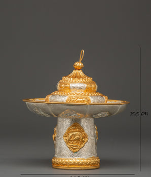 Tibetan Style Tea Cup Cover | Gold & Silver Plated Decorative Tea Cup Cover