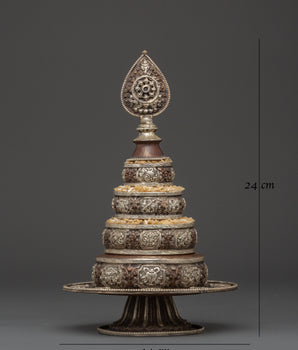 Auspicious Symbol Engraved Mandala | Tibetan Ritual Offering Set