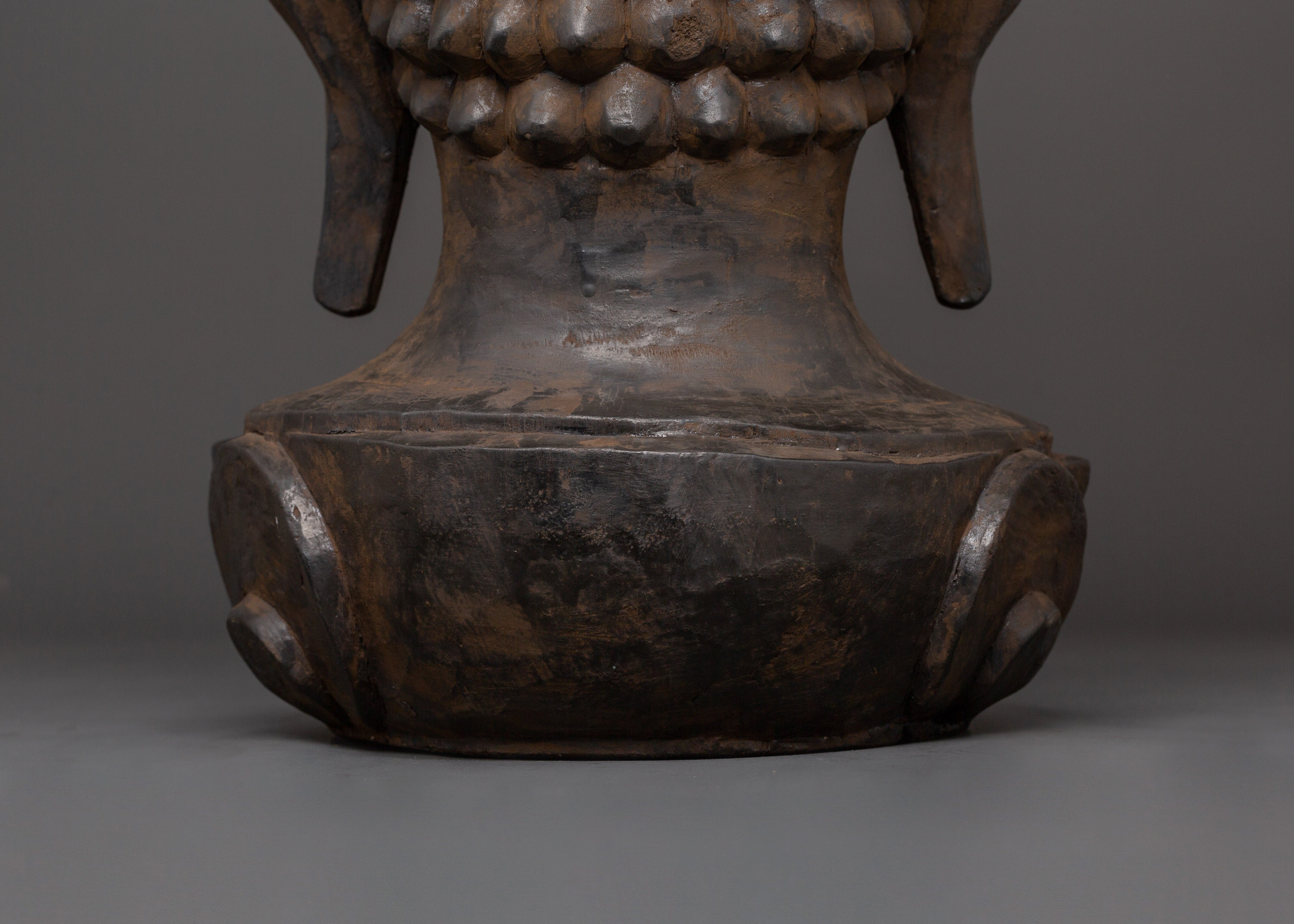 Wooden Buddha Head Decor | Handcarved Spiritual Sculpture