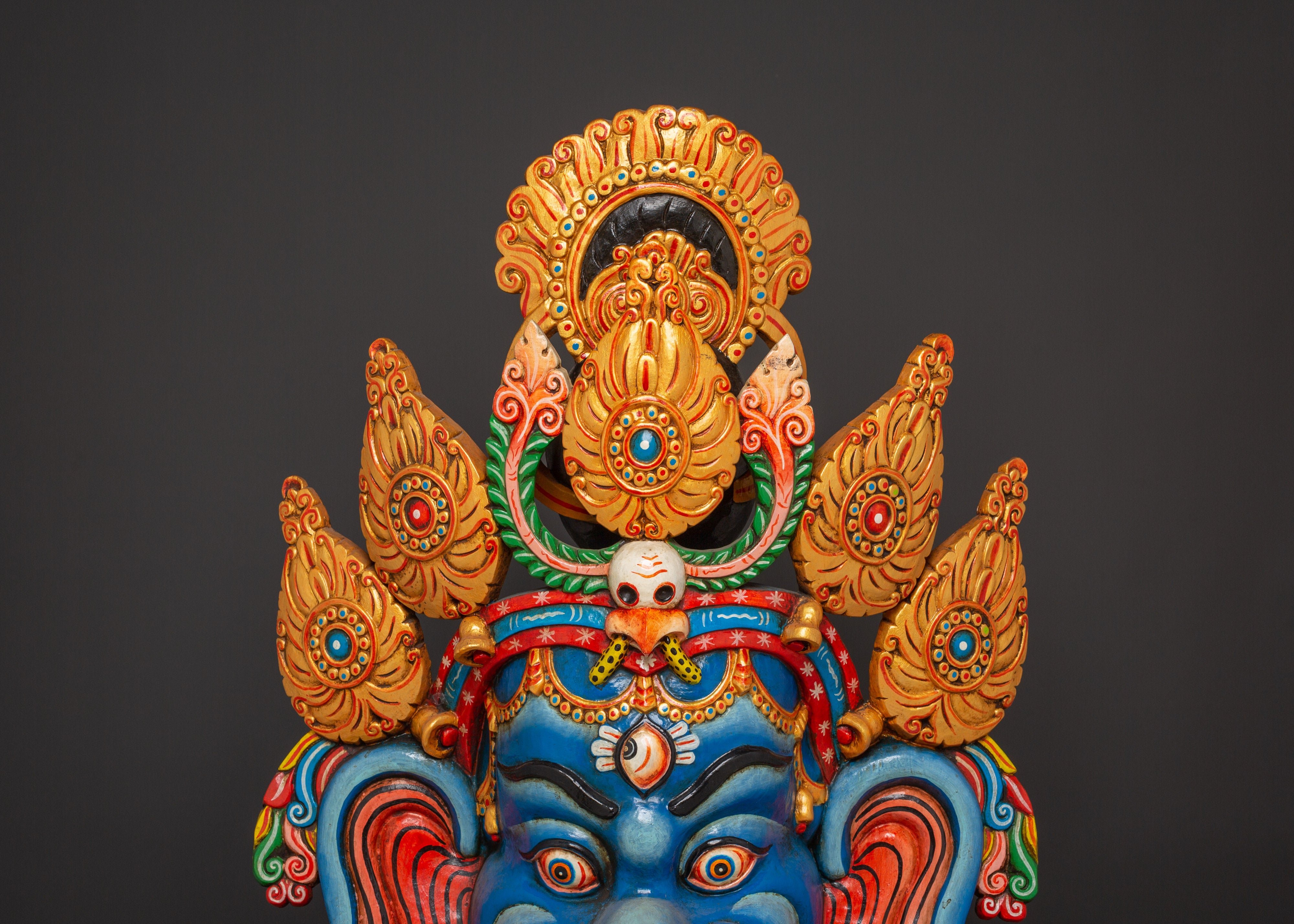 Wall Hindu Elephant God Wall Hanging | Handcarved Wooden Ganesha