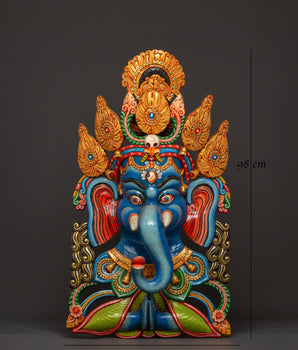 Wall Hindu Elephant God Wall Hanging | Handcarved Wooden Ganesha