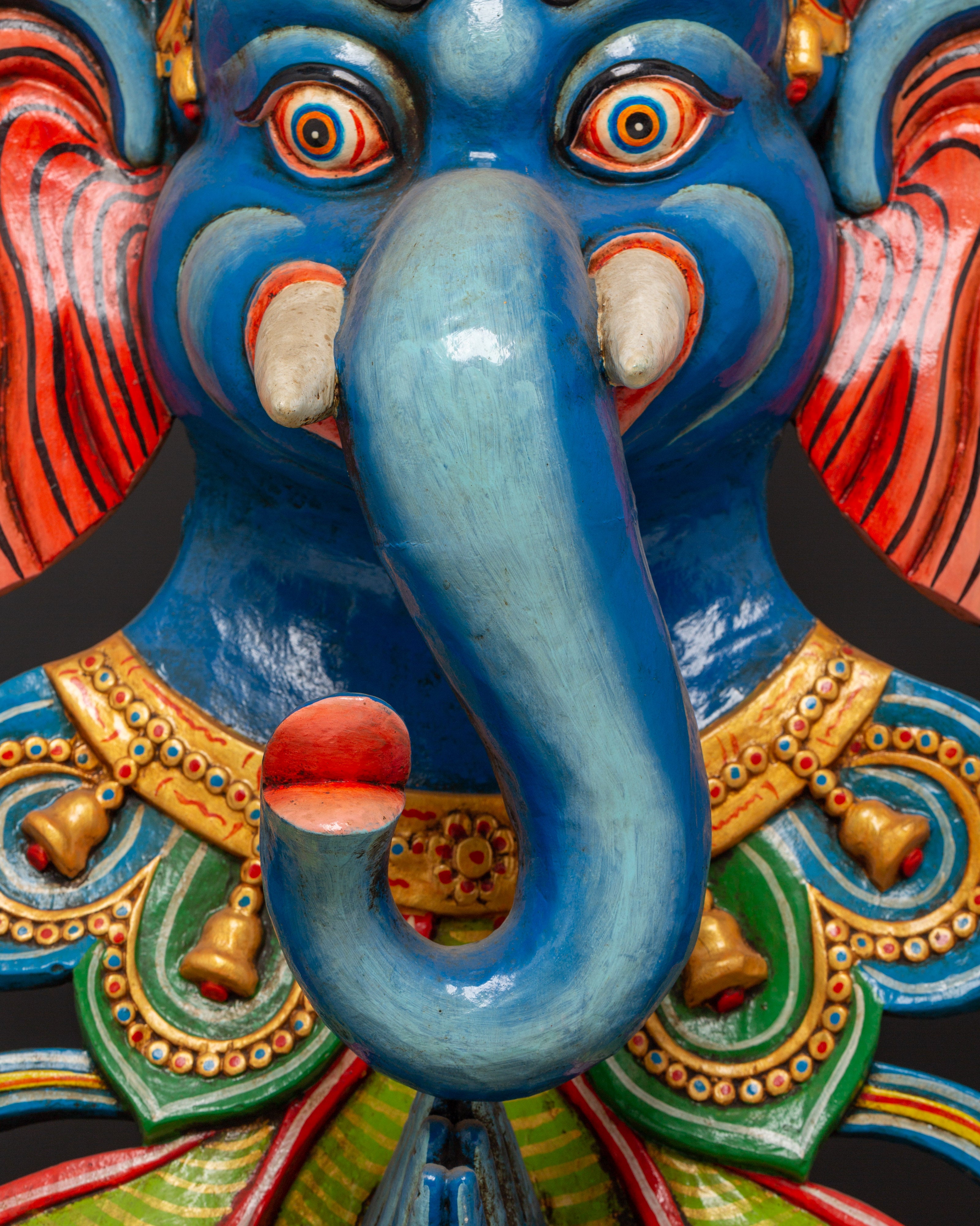 Wall Hindu Elephant God Wall Hanging | Handcarved Wooden Ganesha