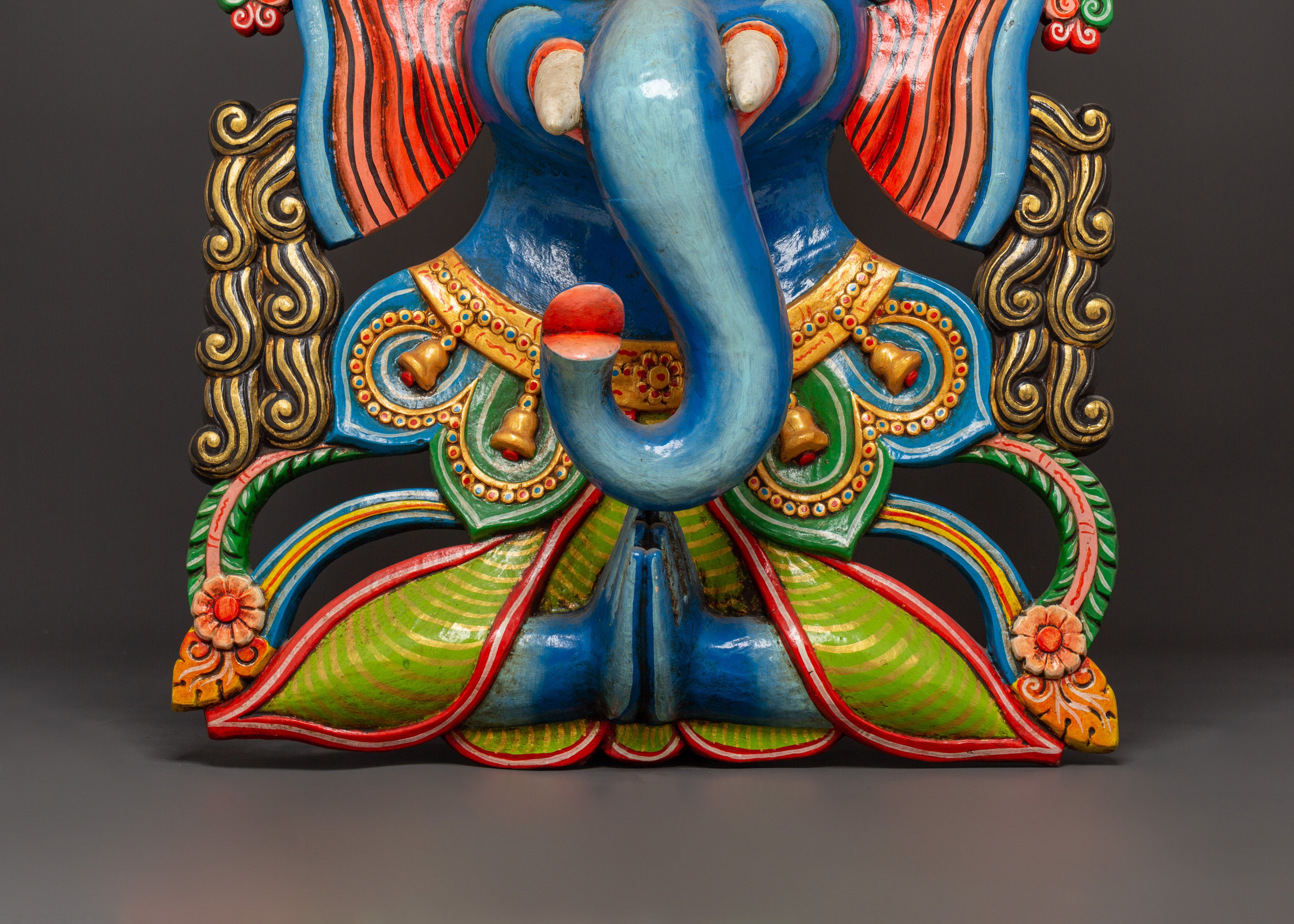 Wall Hindu Elephant God Wall Hanging | Handcarved Wooden Ganesha