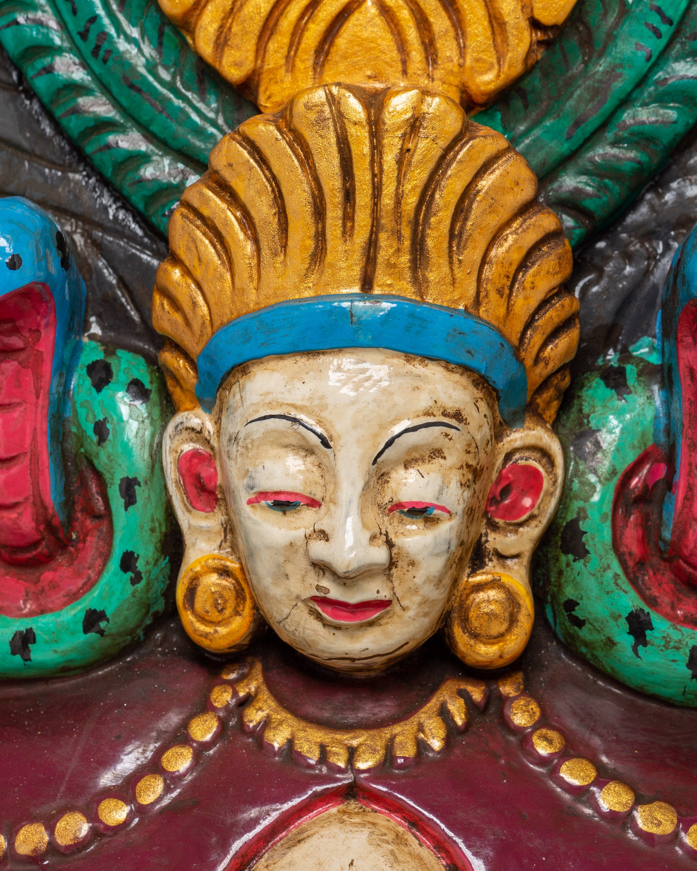 Tibetan Protector Deity Wall Hanging | Handcarved Mahakala Mask