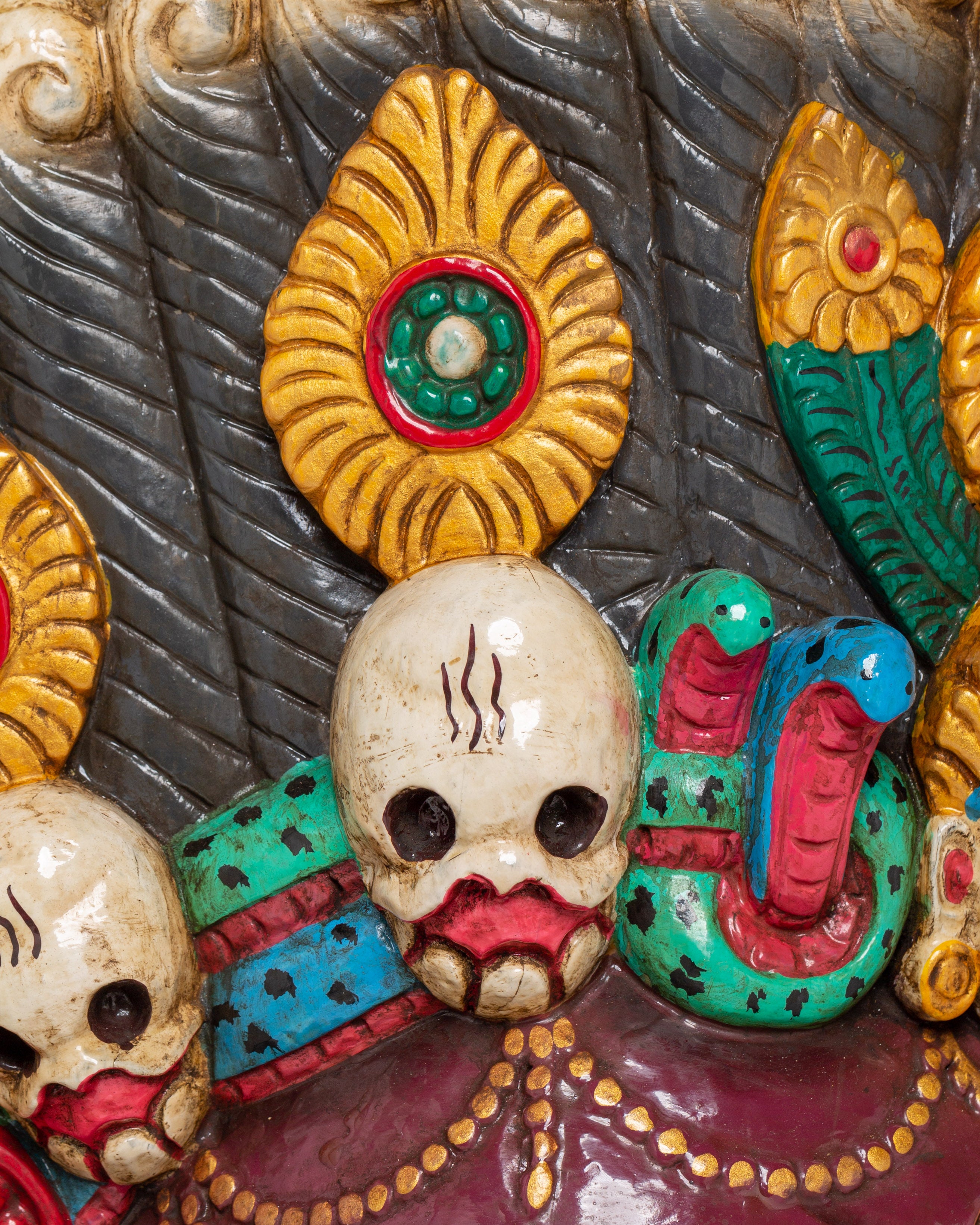 Tibetan Protector Deity Wall Hanging | Handcarved Mahakala Mask