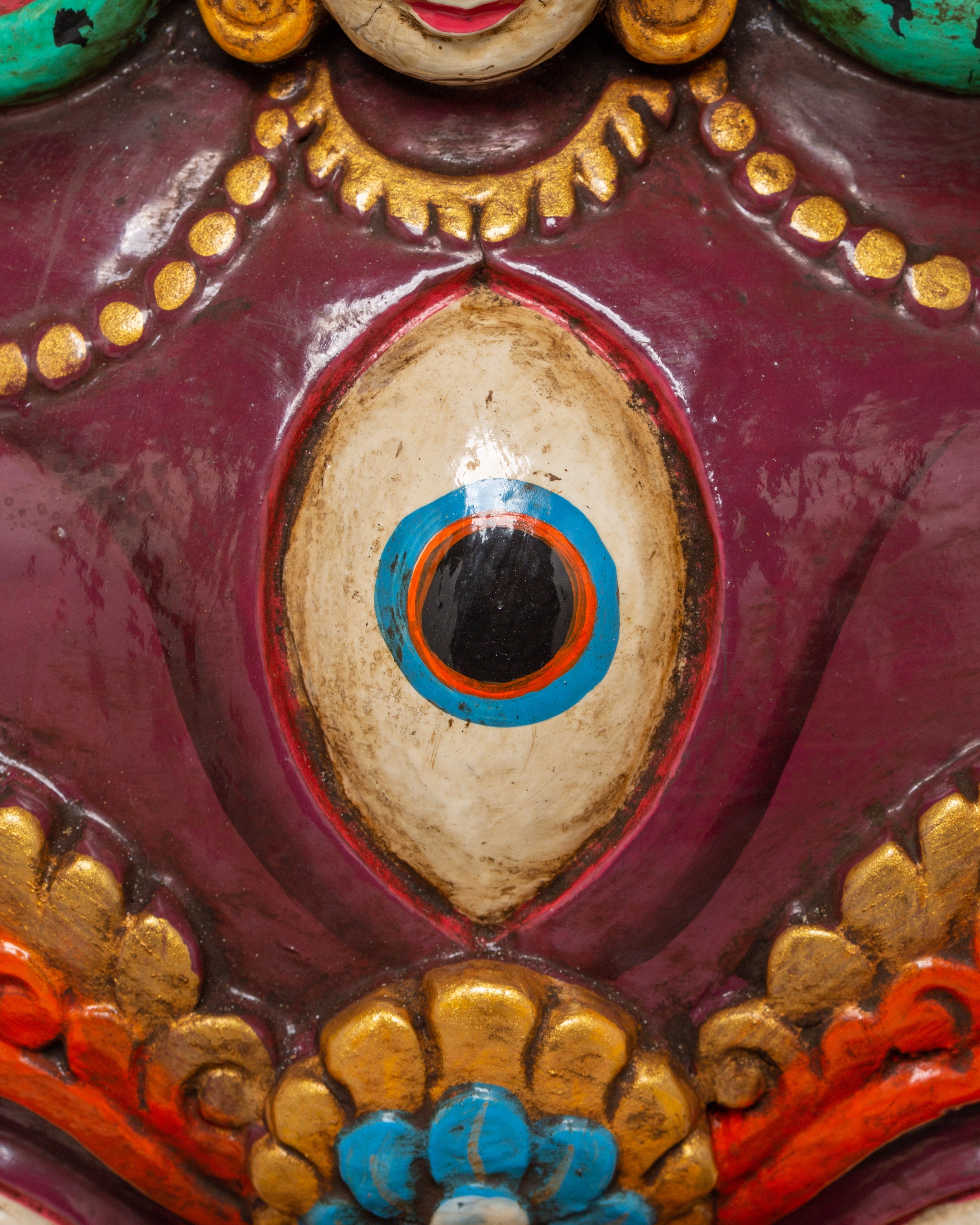 Tibetan Protector Deity Wall Hanging | Handcarved Mahakala Mask
