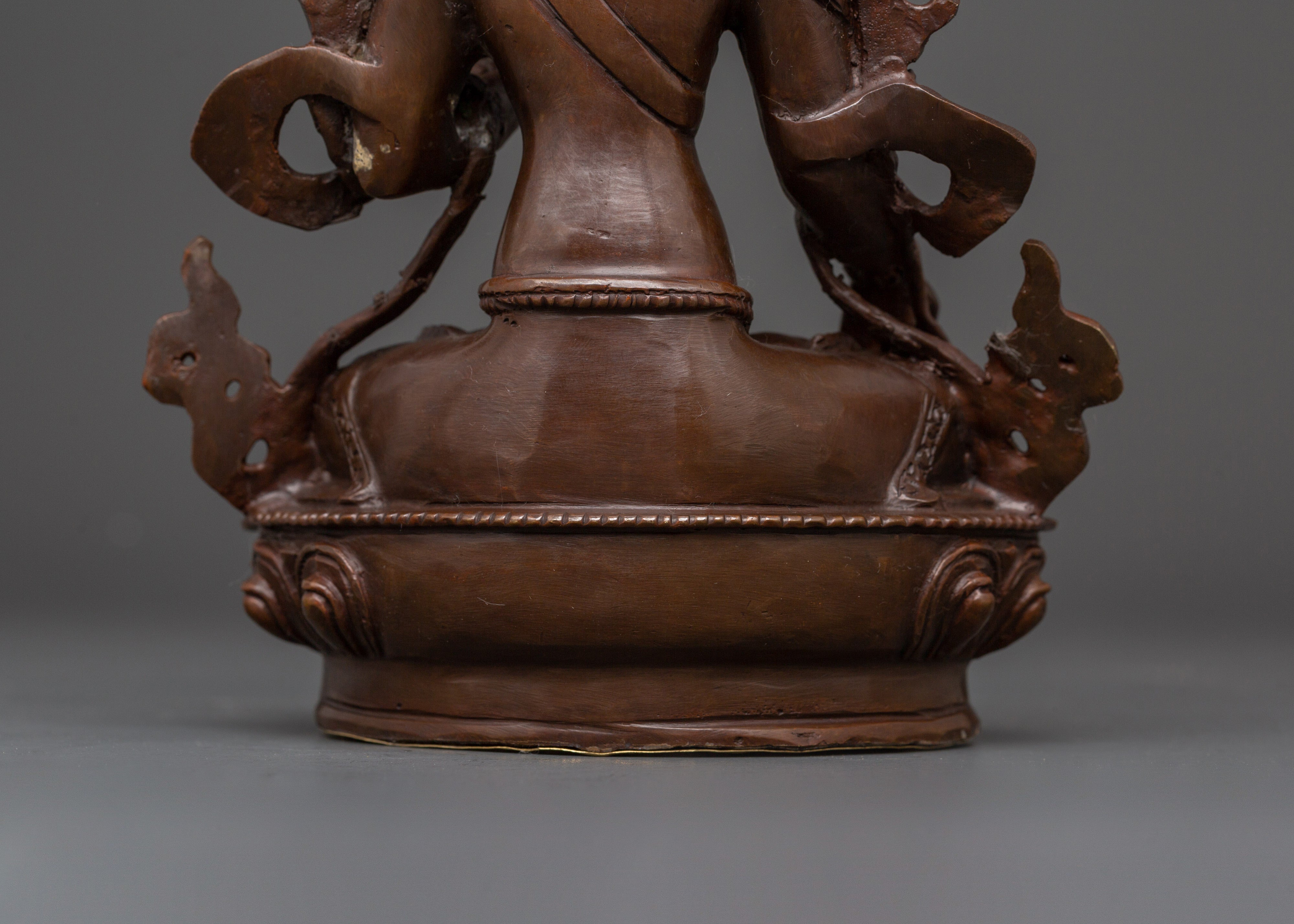 Handmade Buddhist White Tara Sculpture | Copper Tibetan Deity Figurine