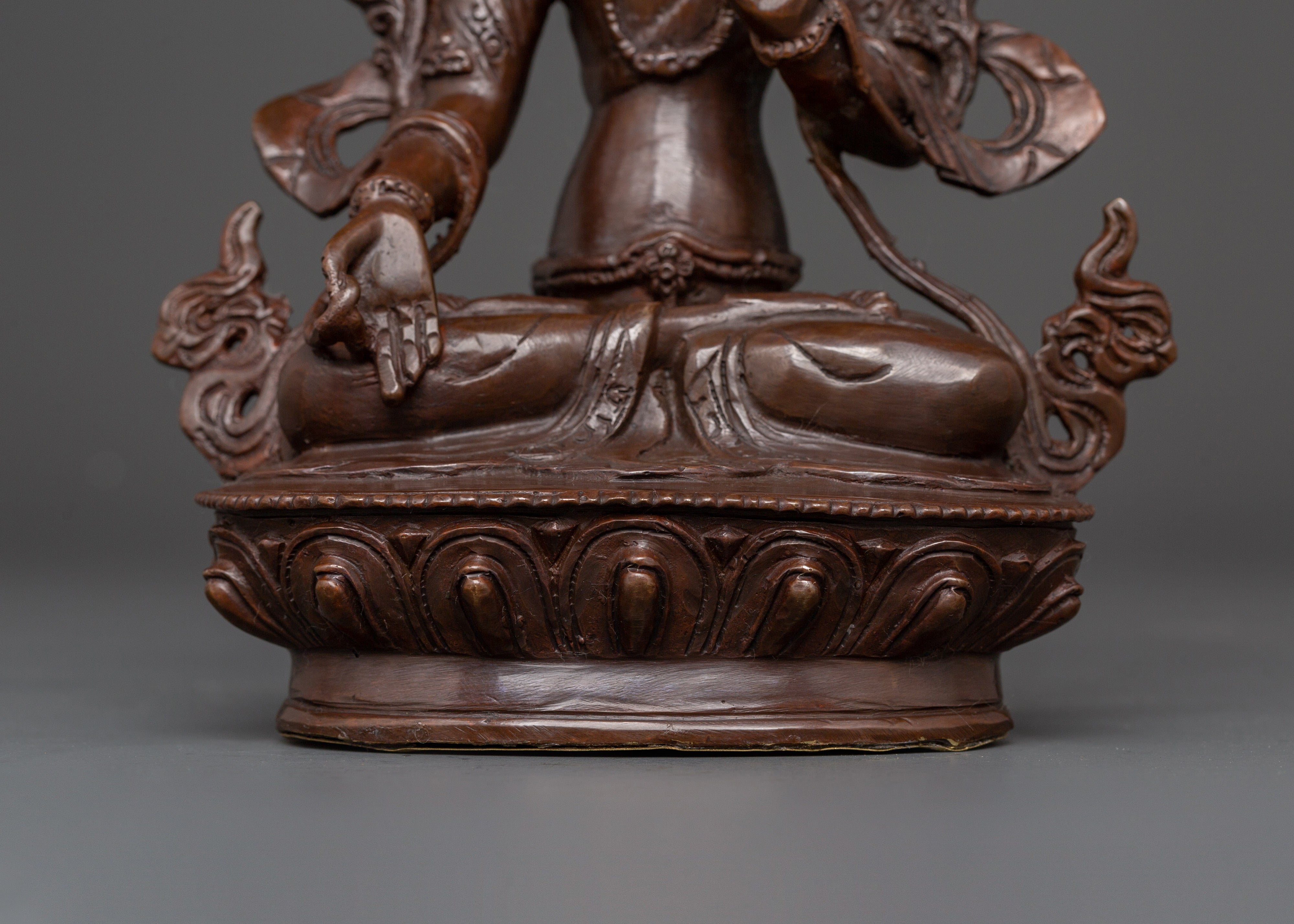 Handmade Buddhist White Tara Sculpture | Copper Tibetan Deity Figurine