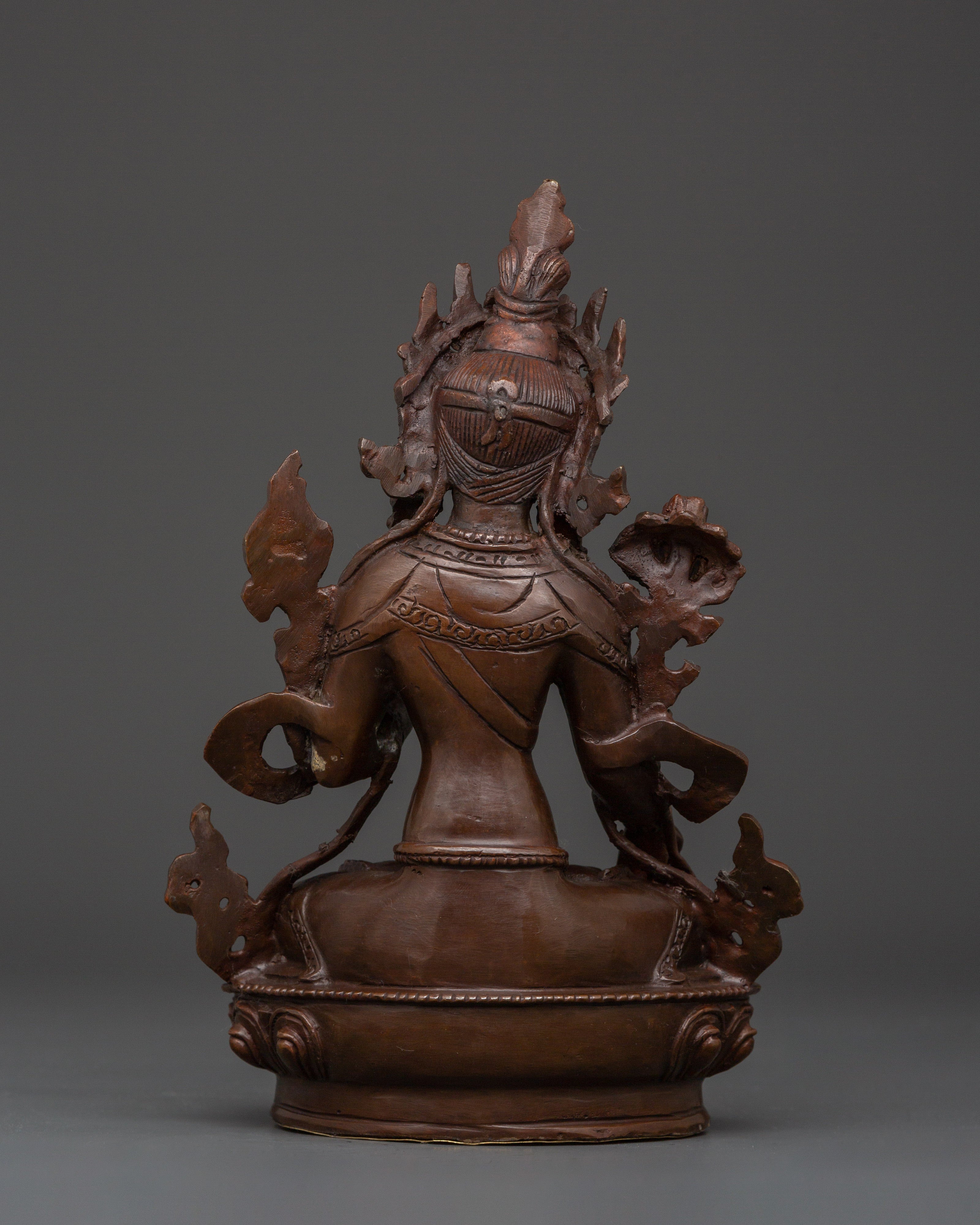 Handmade Buddhist White Tara Sculpture | Copper Tibetan Deity Figurine