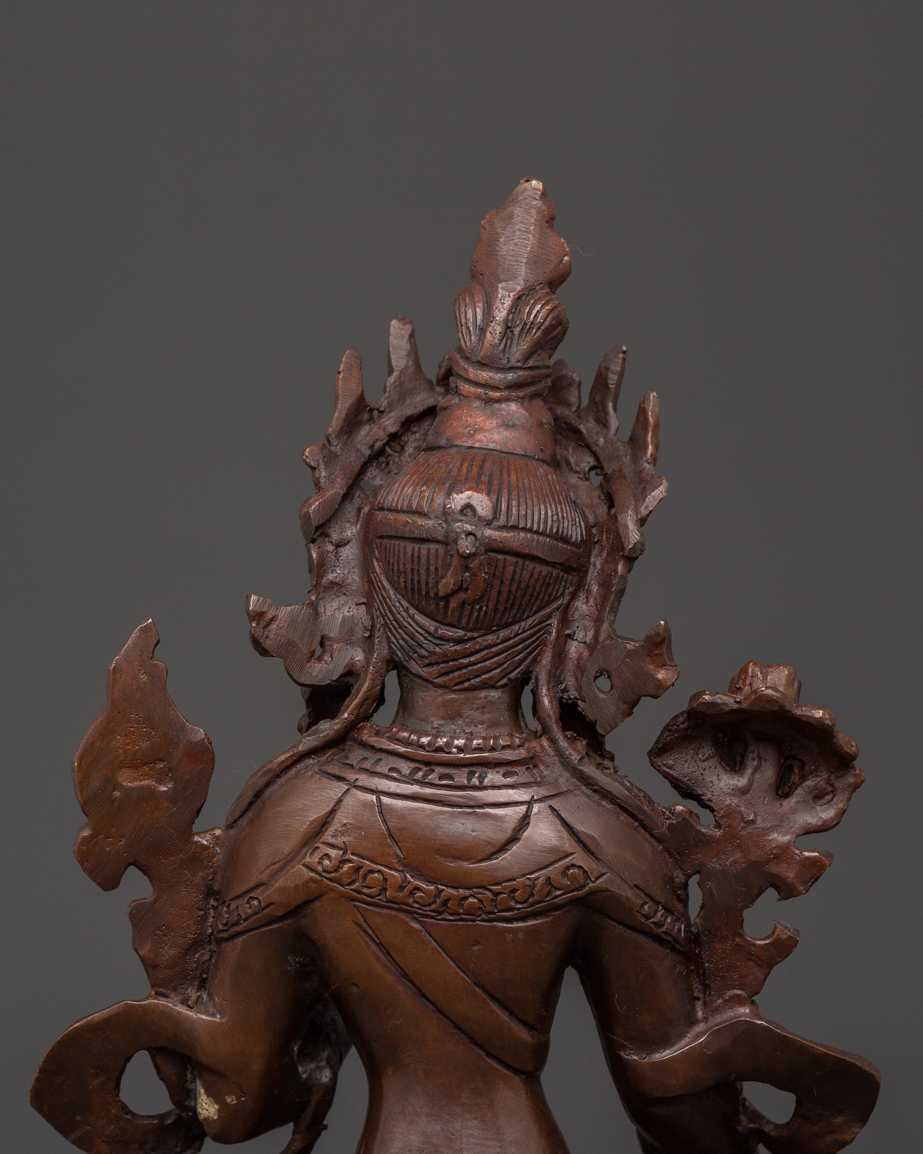 Handmade Buddhist White Tara Sculpture | Copper Tibetan Deity Figurine