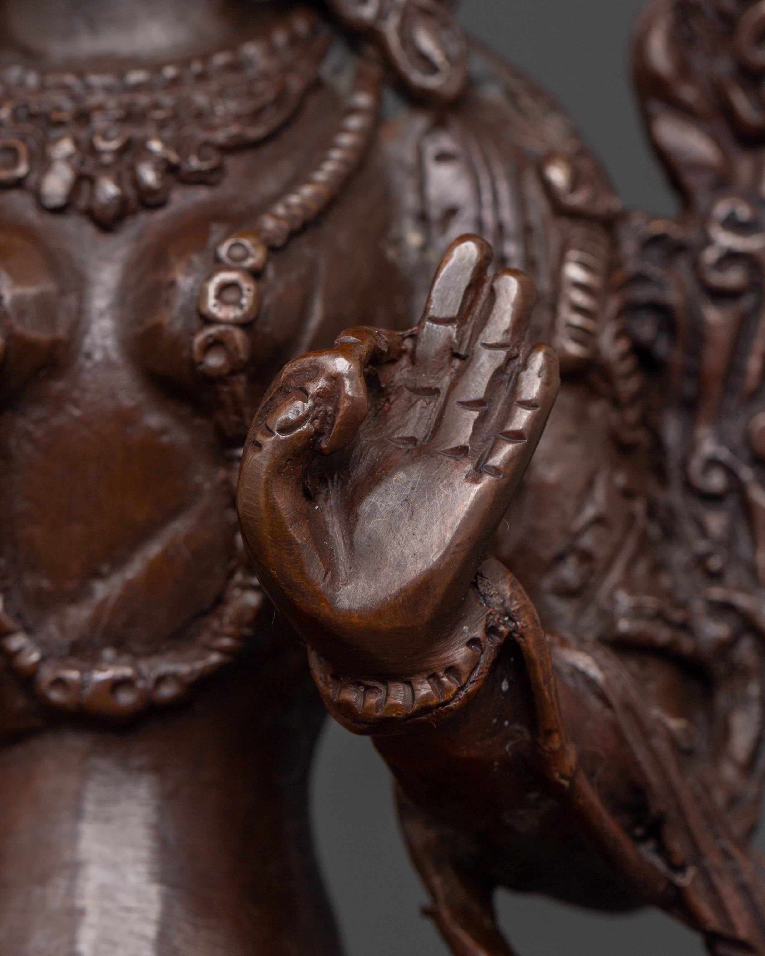 Handmade Buddhist White Tara Sculpture | Copper Tibetan Deity Figurine