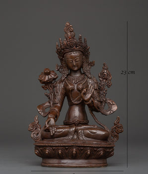 Handmade Buddhist White Tara Sculpture | Copper Tibetan Deity Figurine