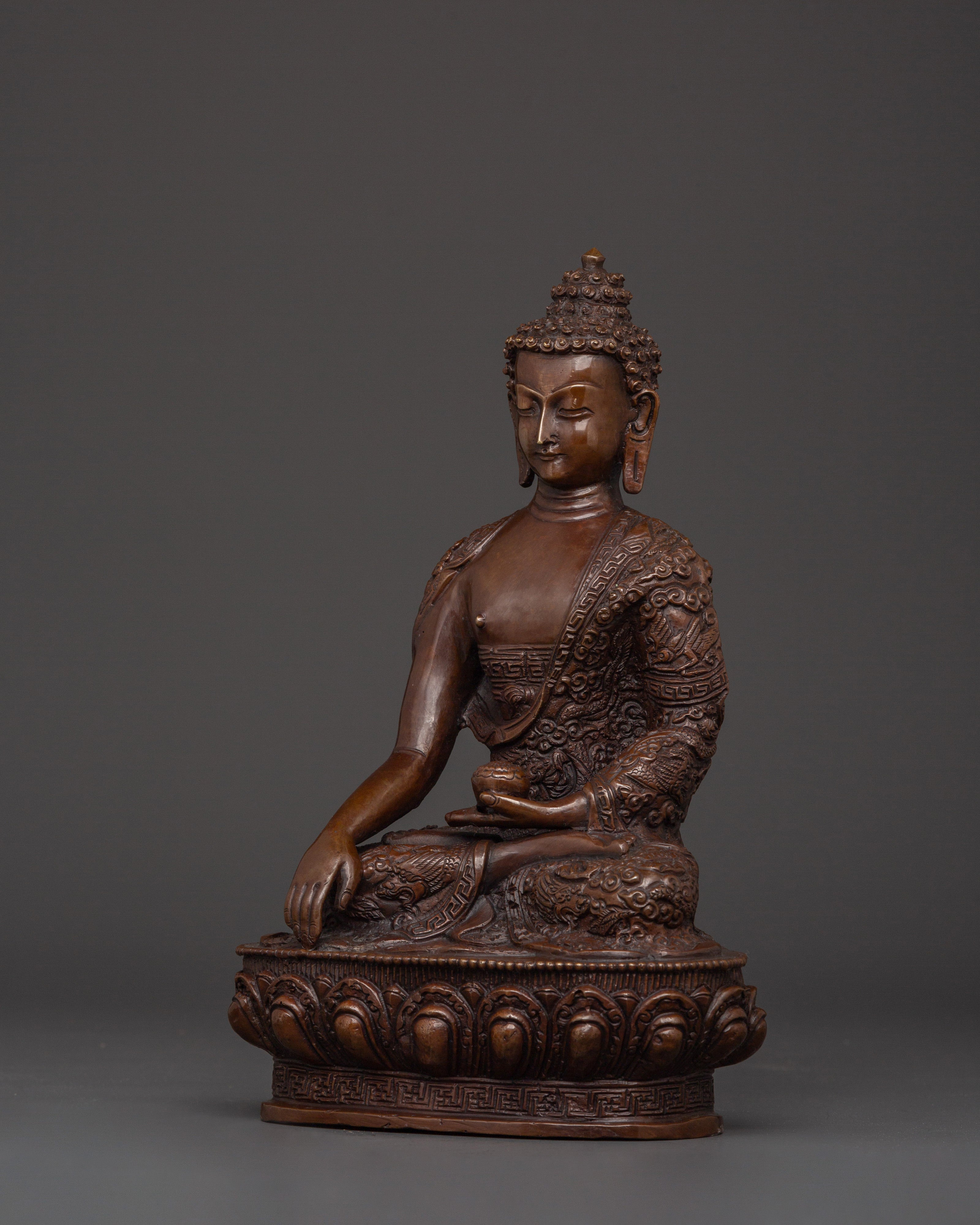 Shakyamuni Buddha Meditation Statue | Handcrafted Oxidized Copper Figurine
