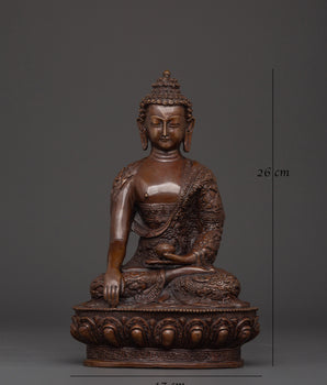 Shakyamuni Buddha Meditation Statue | Handcrafted Oxidized Copper Figurine