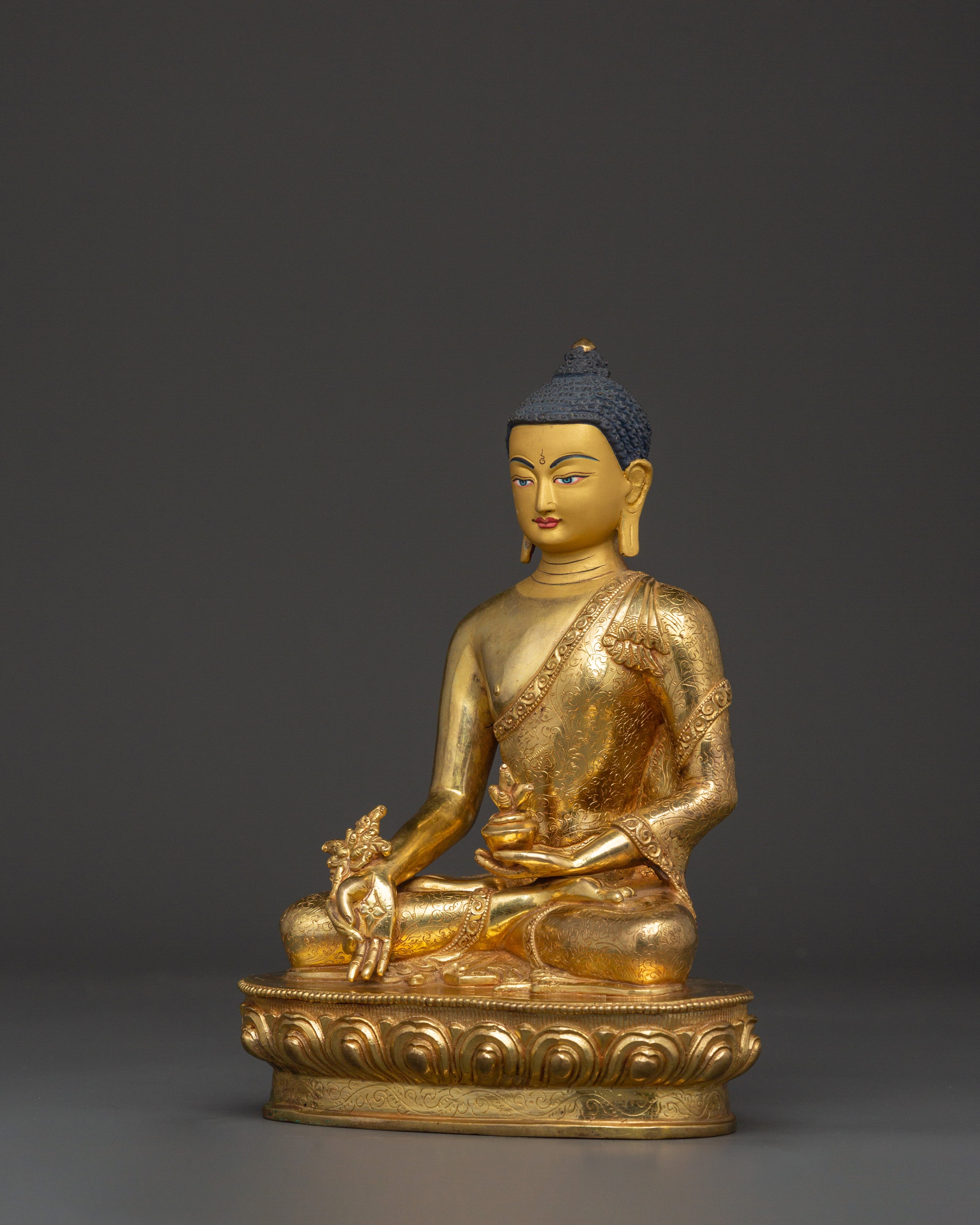 Medicine Buddha Tibetan Healing Deity Statue | Sacred Himalayan Artwork