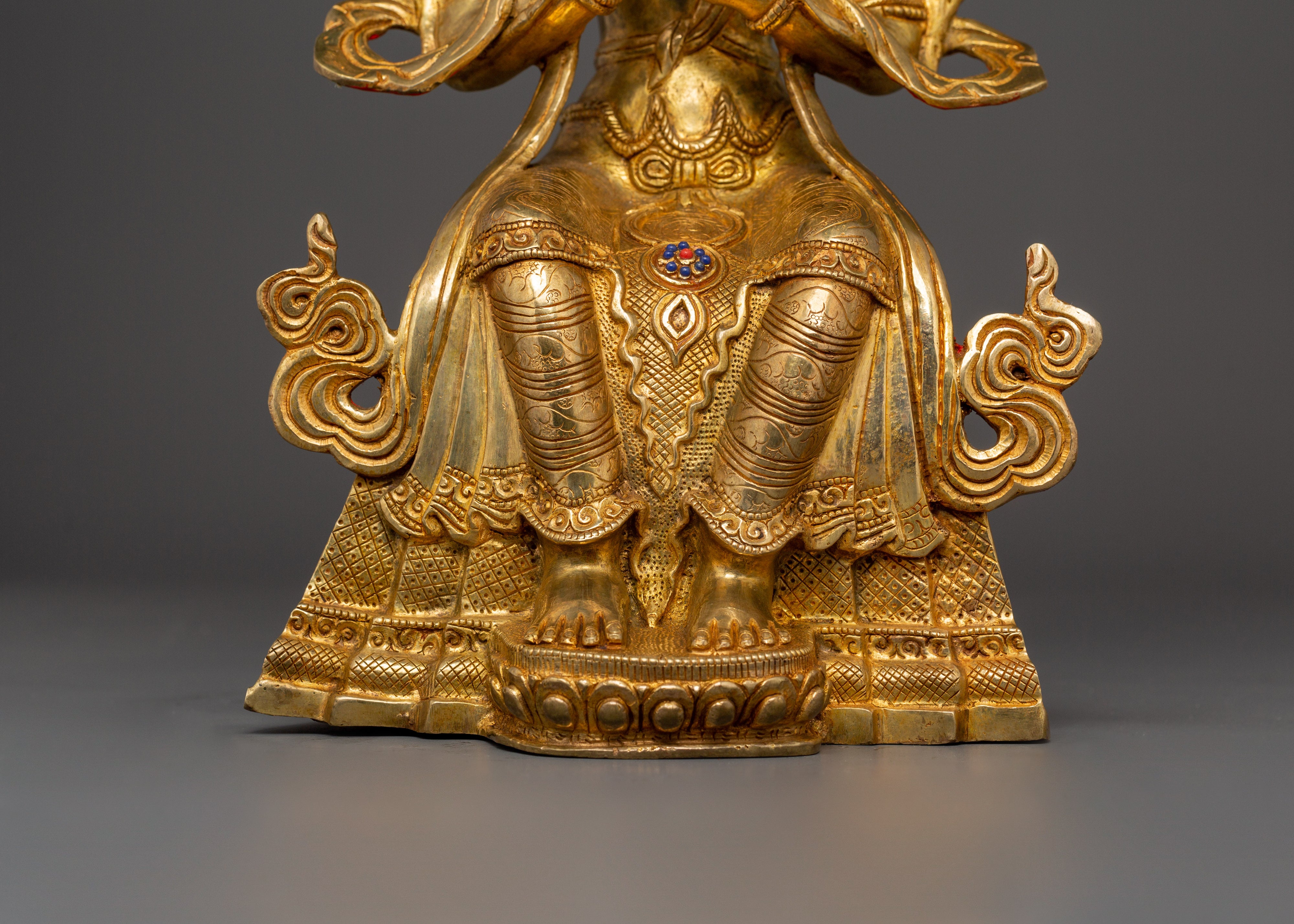 Maitreya Buddha Gold Plated Copper Statue | Tibetan Future Buddha Sculpture