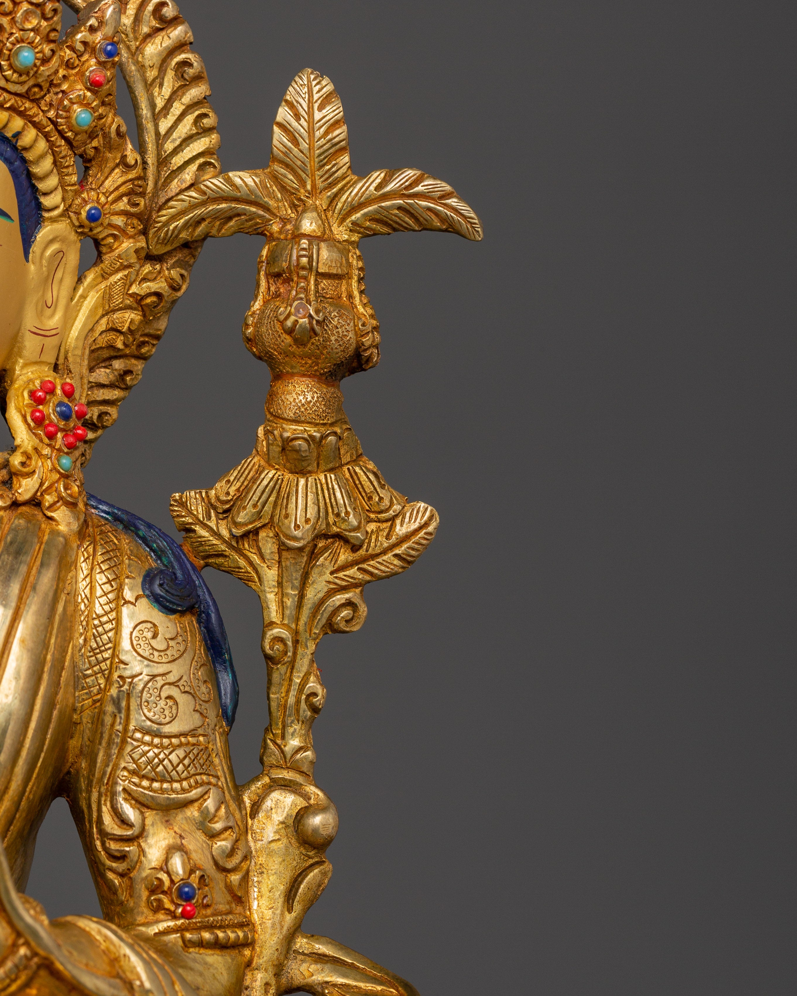 Maitreya Buddha Gold Plated Copper Statue | Tibetan Future Buddha Sculpture